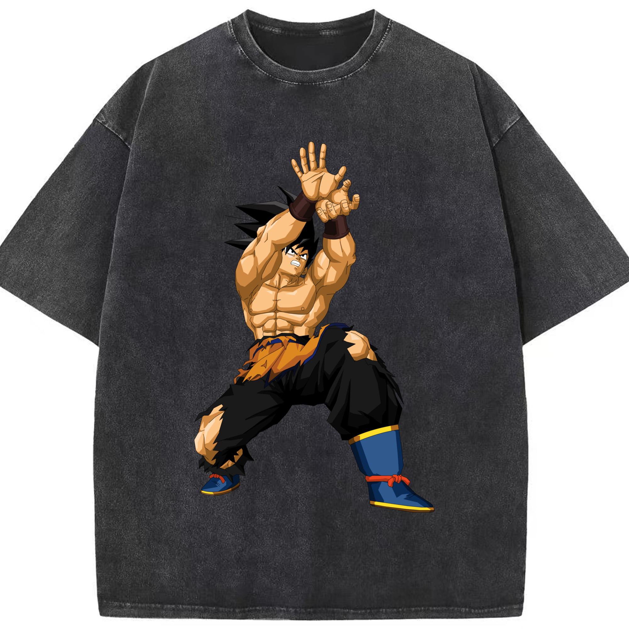 （画像用） ドラゴンボール 孫悟空（そん ごくう）Son Goku カカロット DRAGON BALL Kakarotto 綿100% ヴィンテージ風 半袖Tシャツ（フロントプリント）