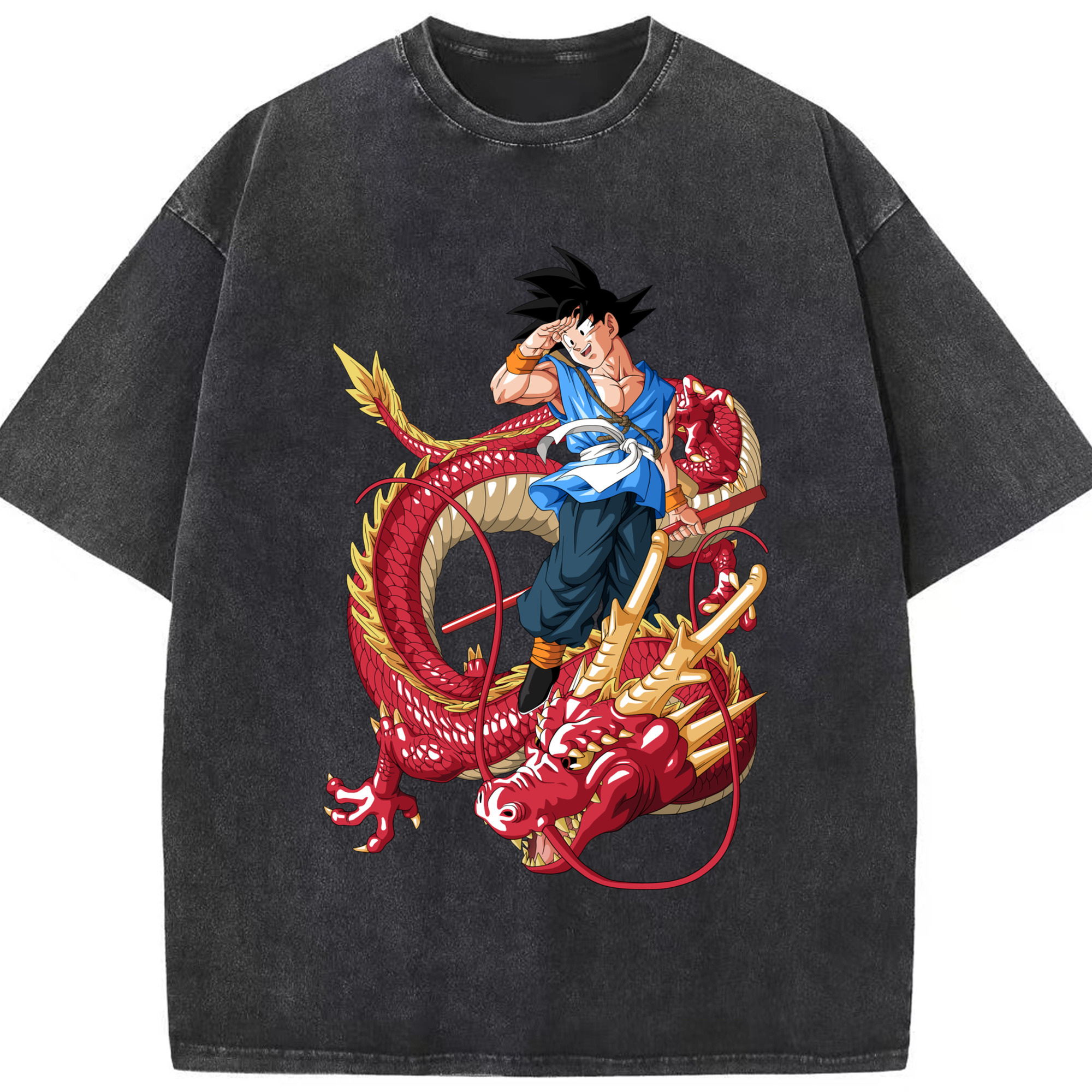 （画像用） ドラゴンボール 孫悟空（そん ごくう）Son Goku カカロット DRAGON BALL Kakarotto 綿100% ヴィンテージ風 半袖Tシャツ（フロントプリント）