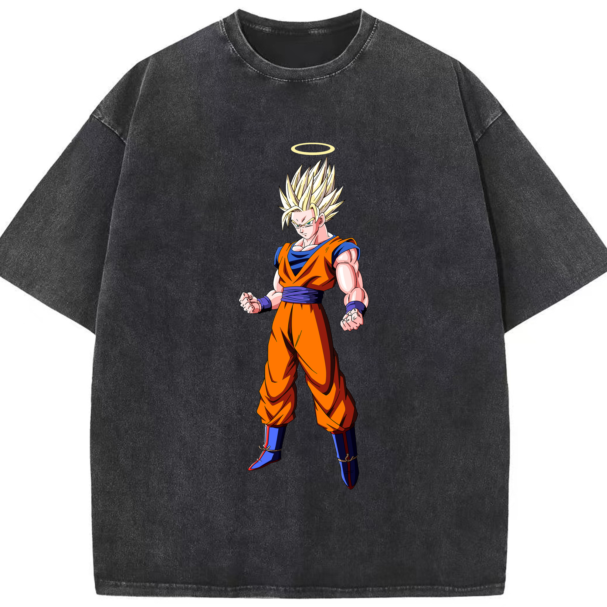 （画像用） ドラゴンボール 孫悟空（そん ごくう）Son Goku カカロット DRAGON BALL Kakarotto 綿100% ヴィンテージ風 半袖Tシャツ（フロントプリント）