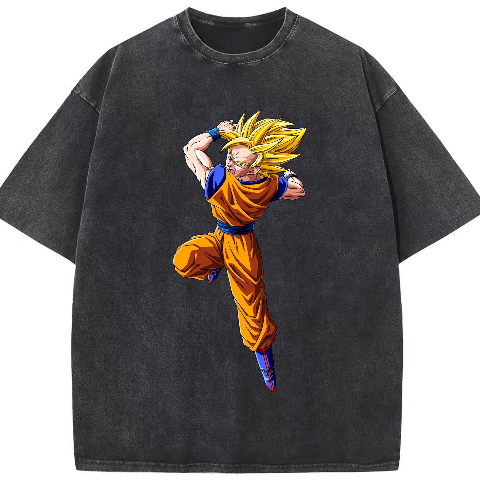 （画像用） ドラゴンボール 孫悟空（そん ごくう）Son Goku カカロット DRAGON BALL Kakarotto 綿100% ヴィンテージ風 半袖Tシャツ（フロントプリント）