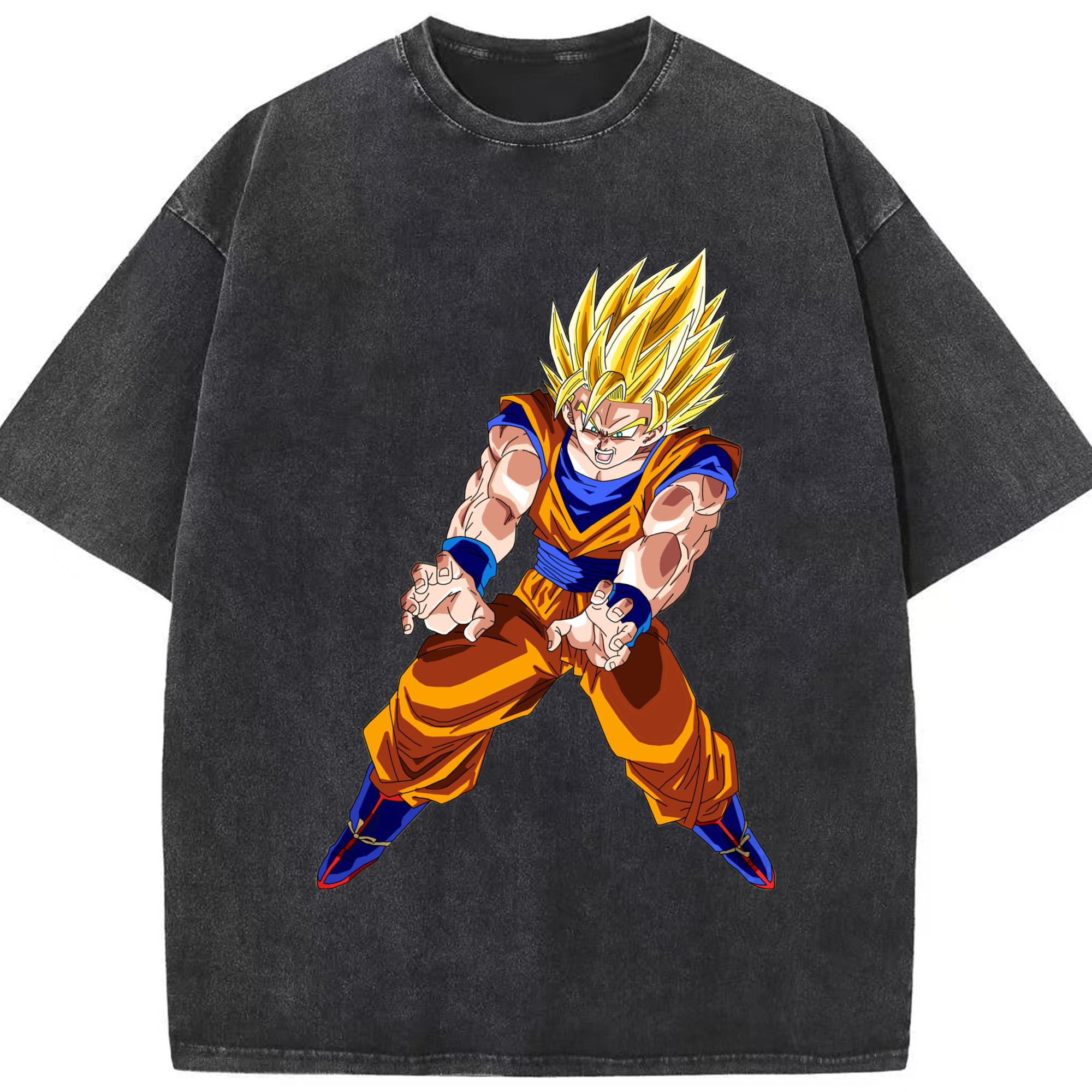 （画像用） ドラゴンボール 孫悟空（そん ごくう）Son Goku カカロット DRAGON BALL Kakarotto 綿100% ヴィンテージ風 半袖Tシャツ（フロントプリント）
