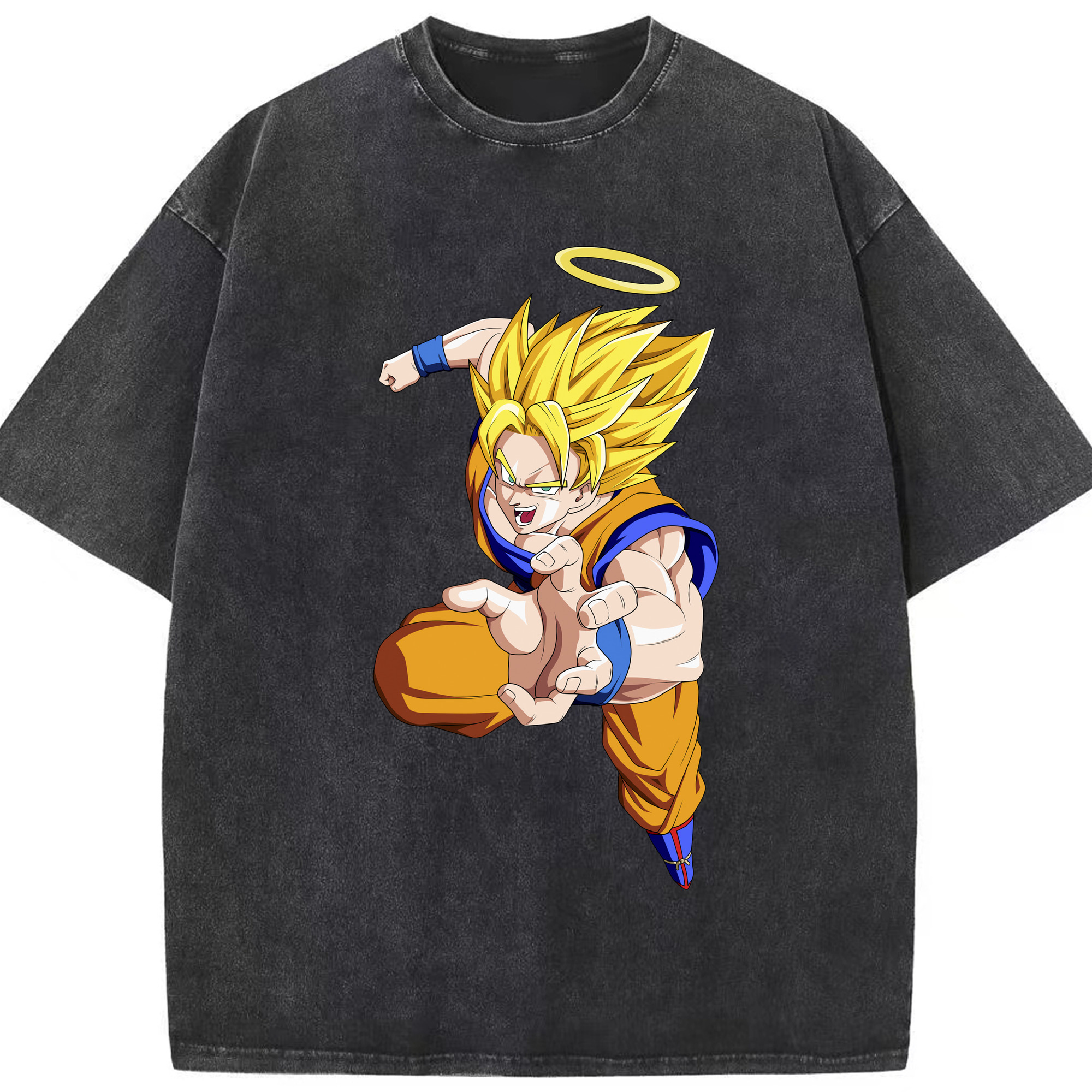 （画像用） ドラゴンボール 孫悟空（そん ごくう）Son Goku カカロット DRAGON BALL Kakarotto 綿100% ヴィンテージ風 半袖Tシャツ（フロントプリント）