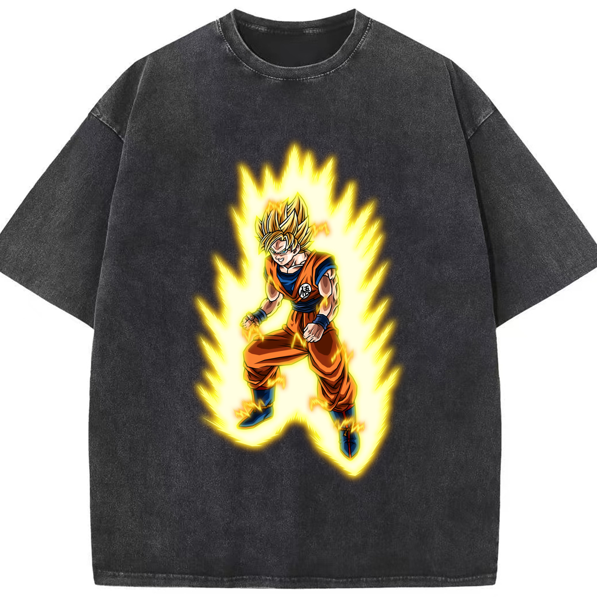 （画像用） ドラゴンボール 孫悟空（そん ごくう）Son Goku カカロット DRAGON BALL Kakarotto 綿100% ヴィンテージ風 半袖Tシャツ（フロントプリント）