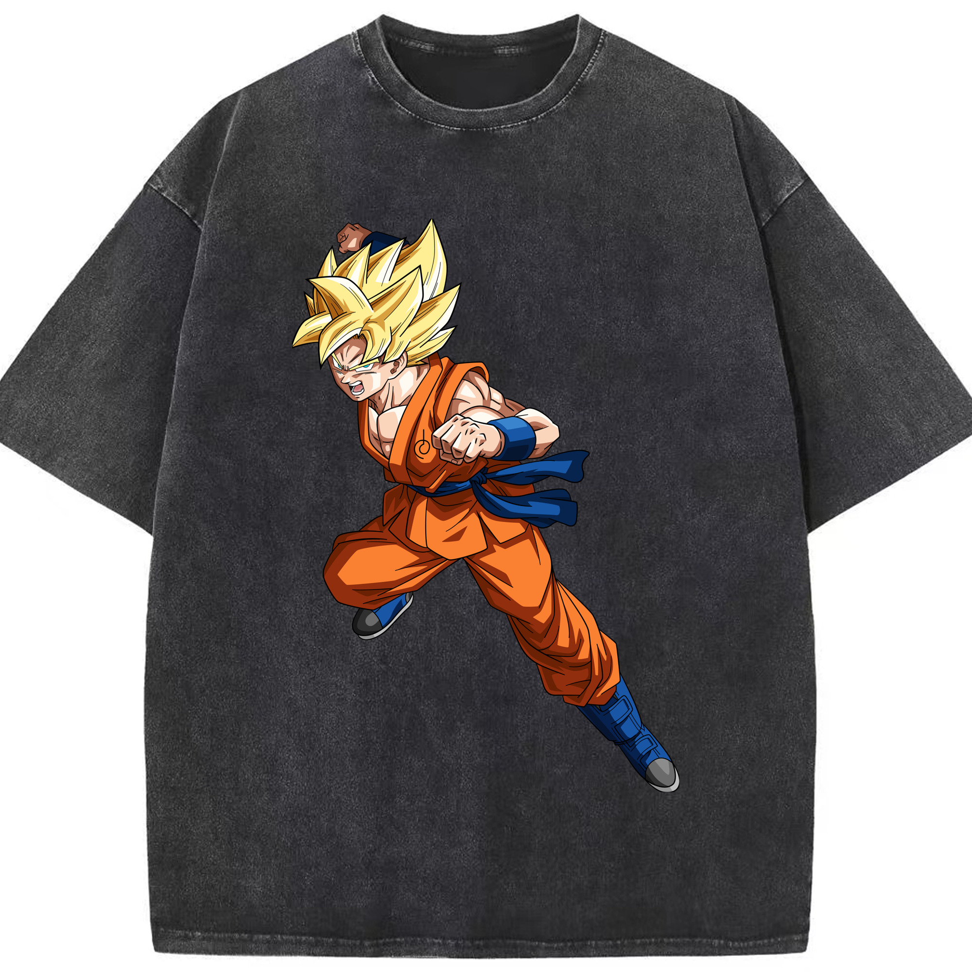 （画像用） ドラゴンボール 孫悟空（そん ごくう）Son Goku カカロット DRAGON BALL Kakarotto 綿100% ヴィンテージ風 半袖Tシャツ（フロントプリント）