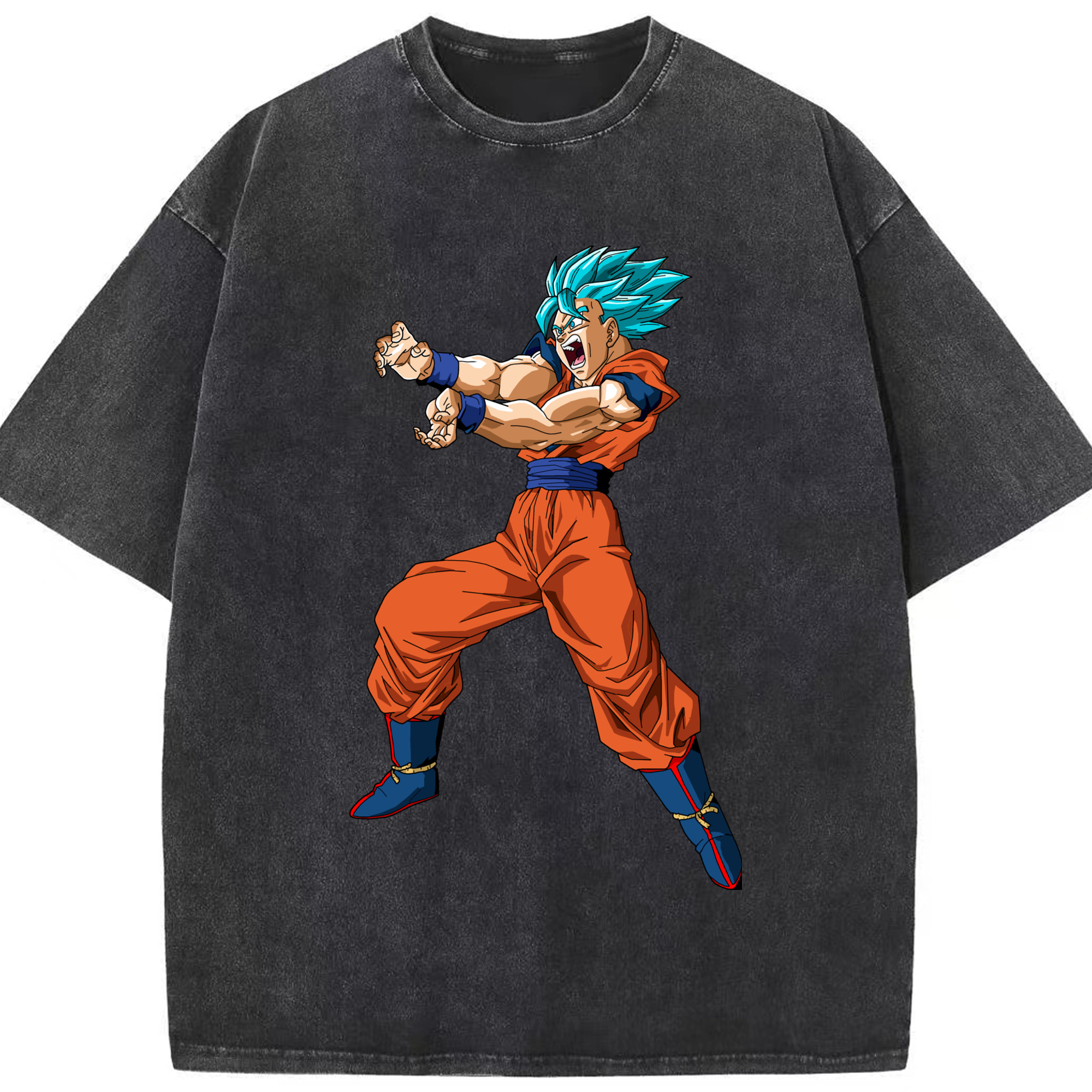 （画像用） ドラゴンボール 孫悟空（そん ごくう）Son Goku カカロット DRAGON BALL Kakarotto 綿100% ヴィンテージ風 半袖Tシャツ（フロントプリント）