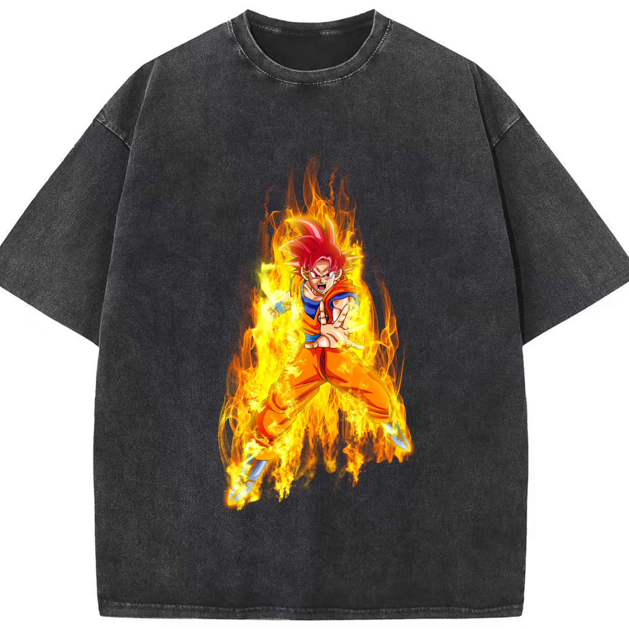 （画像用） ドラゴンボール 孫悟空（そん ごくう）Son Goku カカロット DRAGON BALL Kakarotto 綿100% ヴィンテージ風 半袖Tシャツ（フロントプリント）
