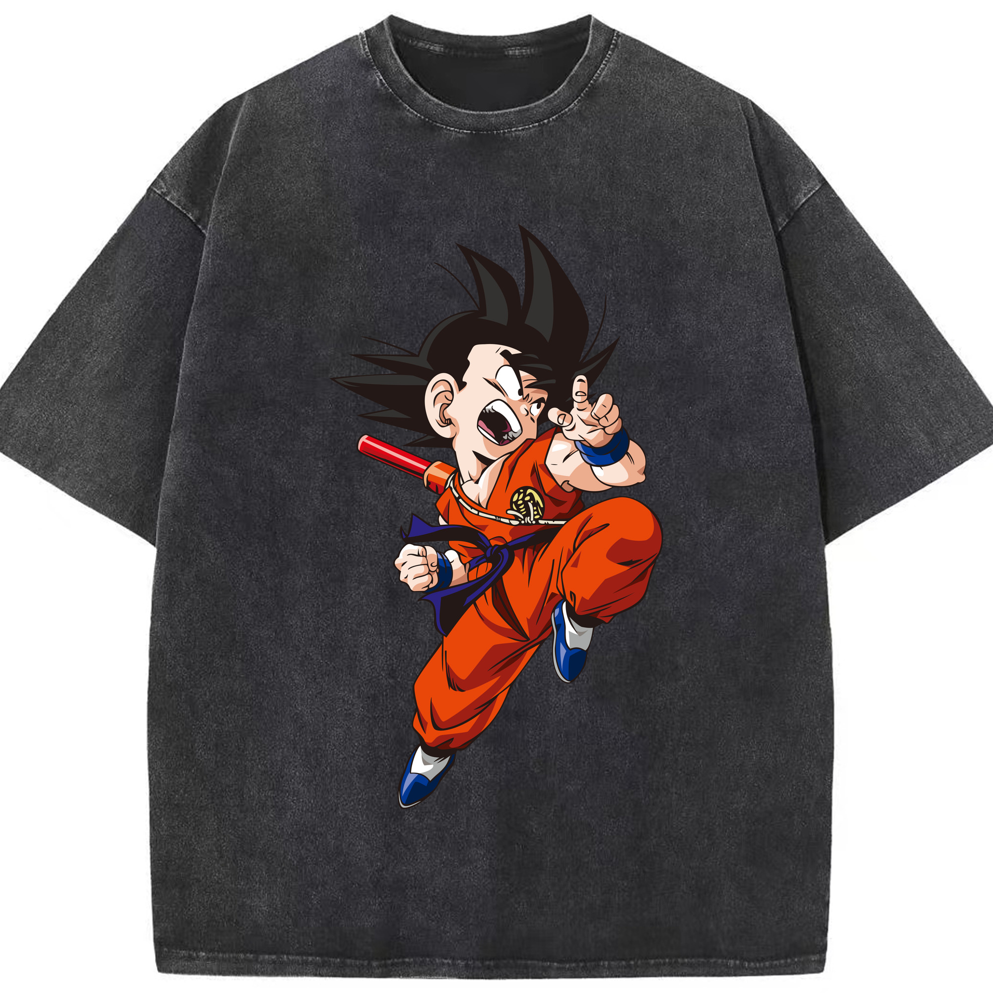 （画像用） ドラゴンボール 孫悟空（そん ごくう）Son Goku カカロット DRAGON BALL Kakarotto 綿100% ヴィンテージ風 半袖Tシャツ（フロントプリント）