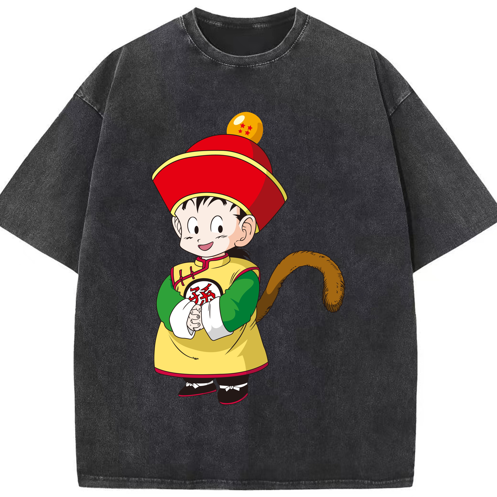 （画像用） ドラゴンボール 孫悟空（そん ごくう）Son Goku カカロット DRAGON BALL Kakarotto 綿100% ヴィンテージ風 半袖Tシャツ（フロントプリント）