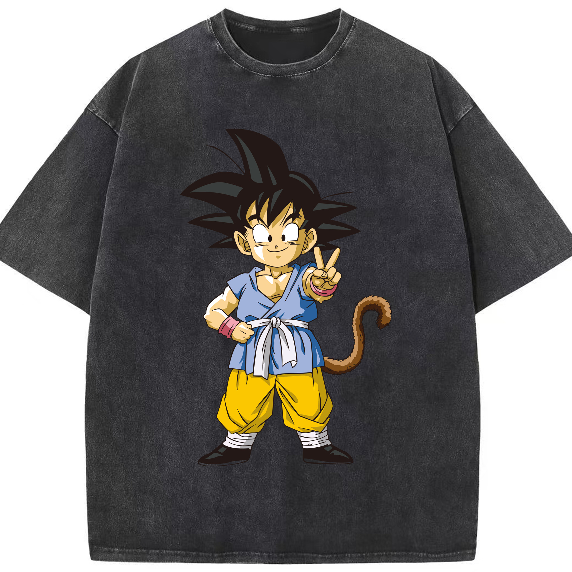 （画像用） ドラゴンボール 孫悟空（そん ごくう）Son Goku カカロット DRAGON BALL Kakarotto 綿100% ヴィンテージ風 半袖Tシャツ（フロントプリント）