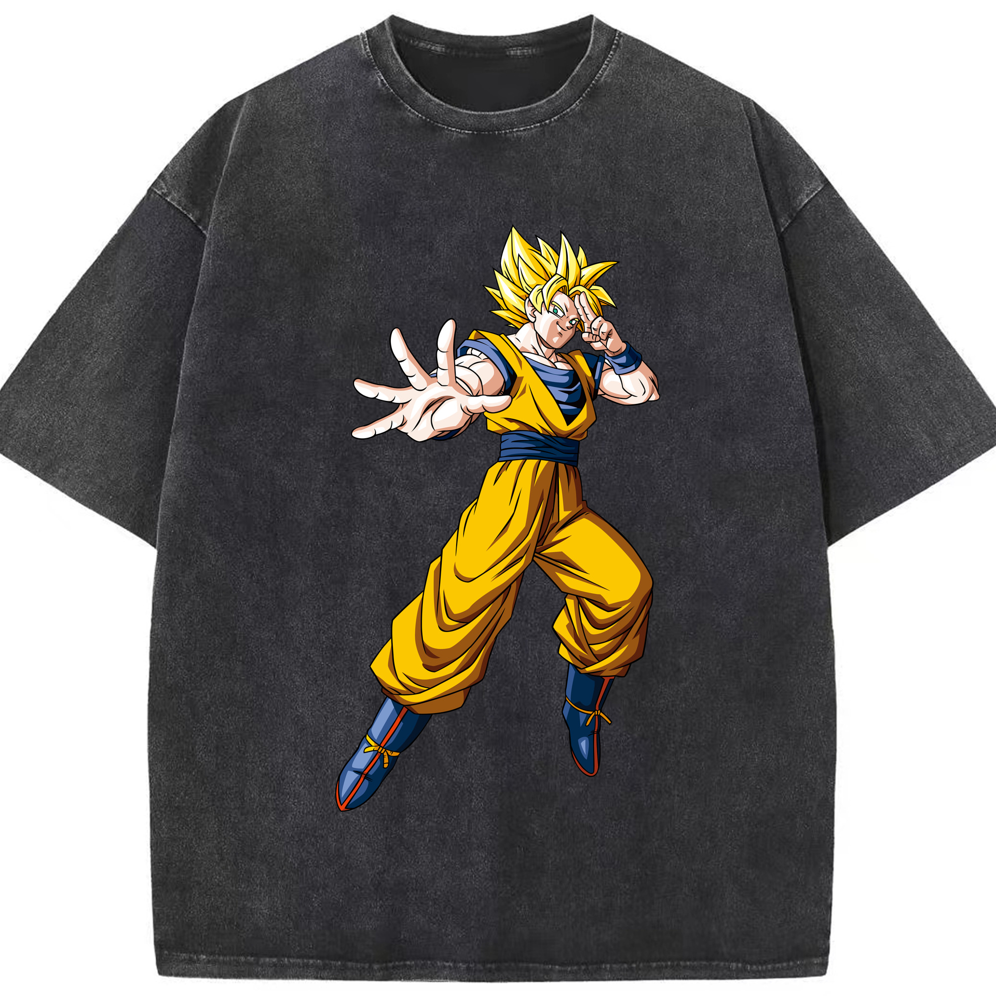 （画像用） ドラゴンボール 孫悟空（そん ごくう）Son Goku カカロット DRAGON BALL Kakarotto 綿100% ヴィンテージ風 半袖Tシャツ（フロントプリント）