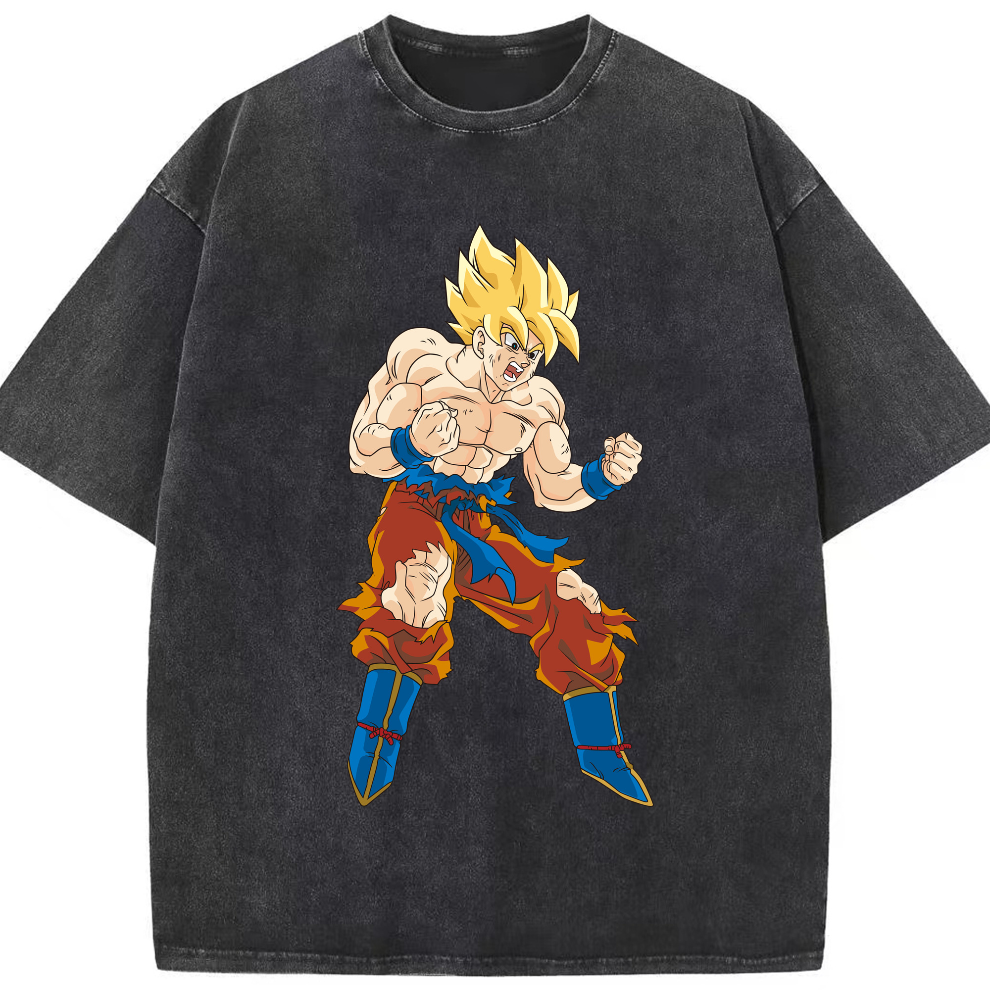 （画像用） ドラゴンボール 孫悟空（そん ごくう）Son Goku カカロット DRAGON BALL Kakarotto 綿100% ヴィンテージ風 半袖Tシャツ（フロントプリント）