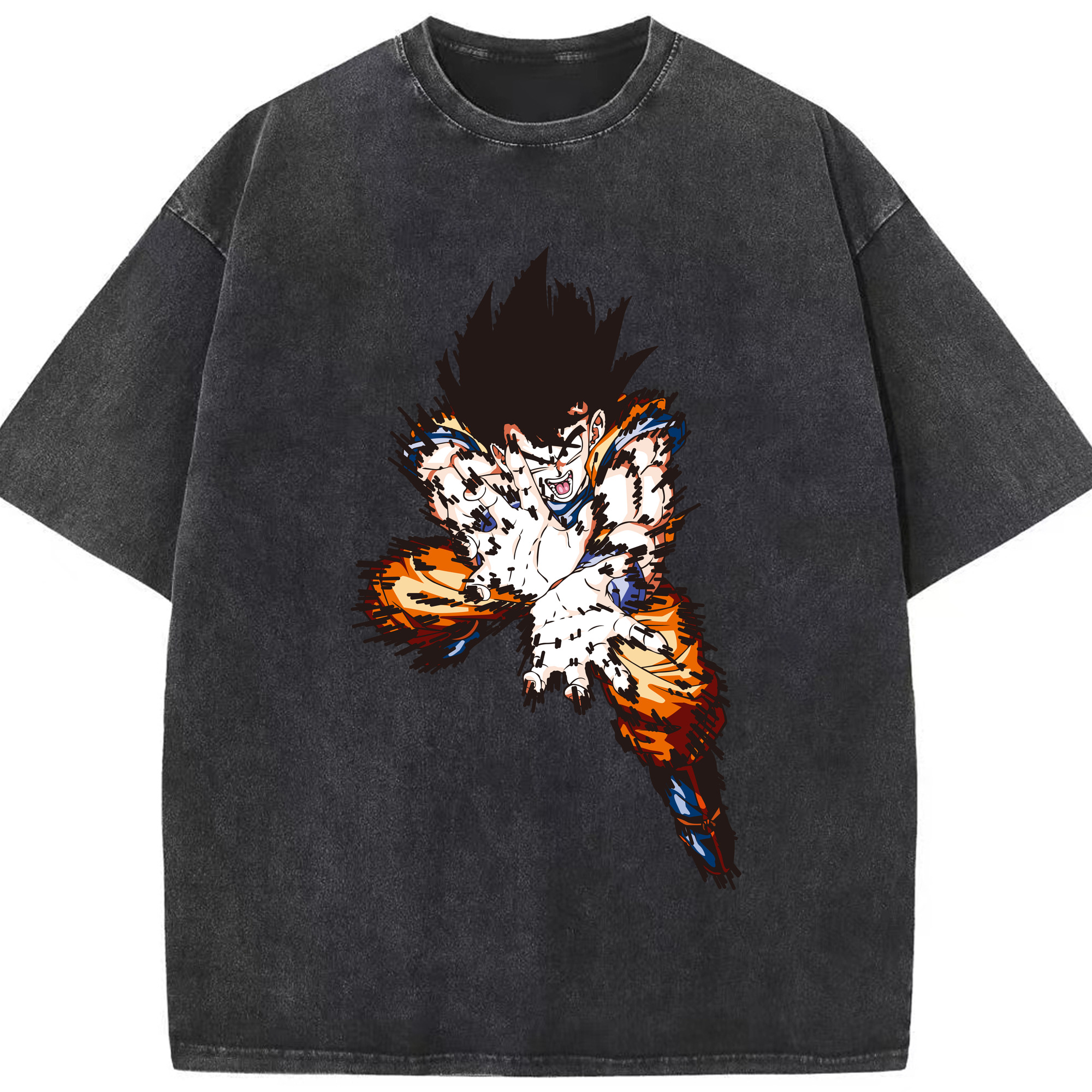 （画像用） ドラゴンボール 孫悟空（そん ごくう）Son Goku カカロット DRAGON BALL Kakarotto 綿100% ヴィンテージ風 半袖Tシャツ（フロントプリント）