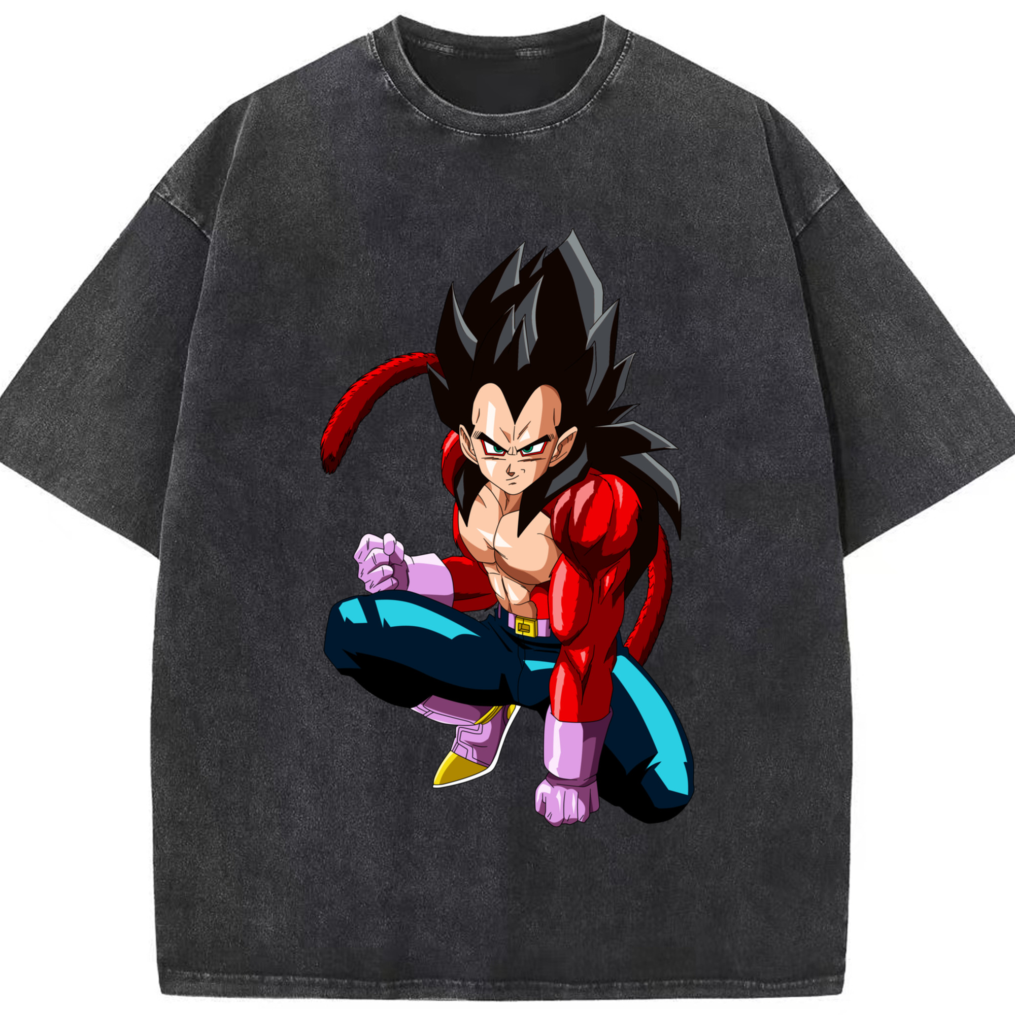 （画像用） ドラゴンボール ベジータ四世（Bejīta Yonsei）DRAGON BALL Vegeta IV 綿100% ヴィンテージ風 半袖Tシャツ（フロントプリント）