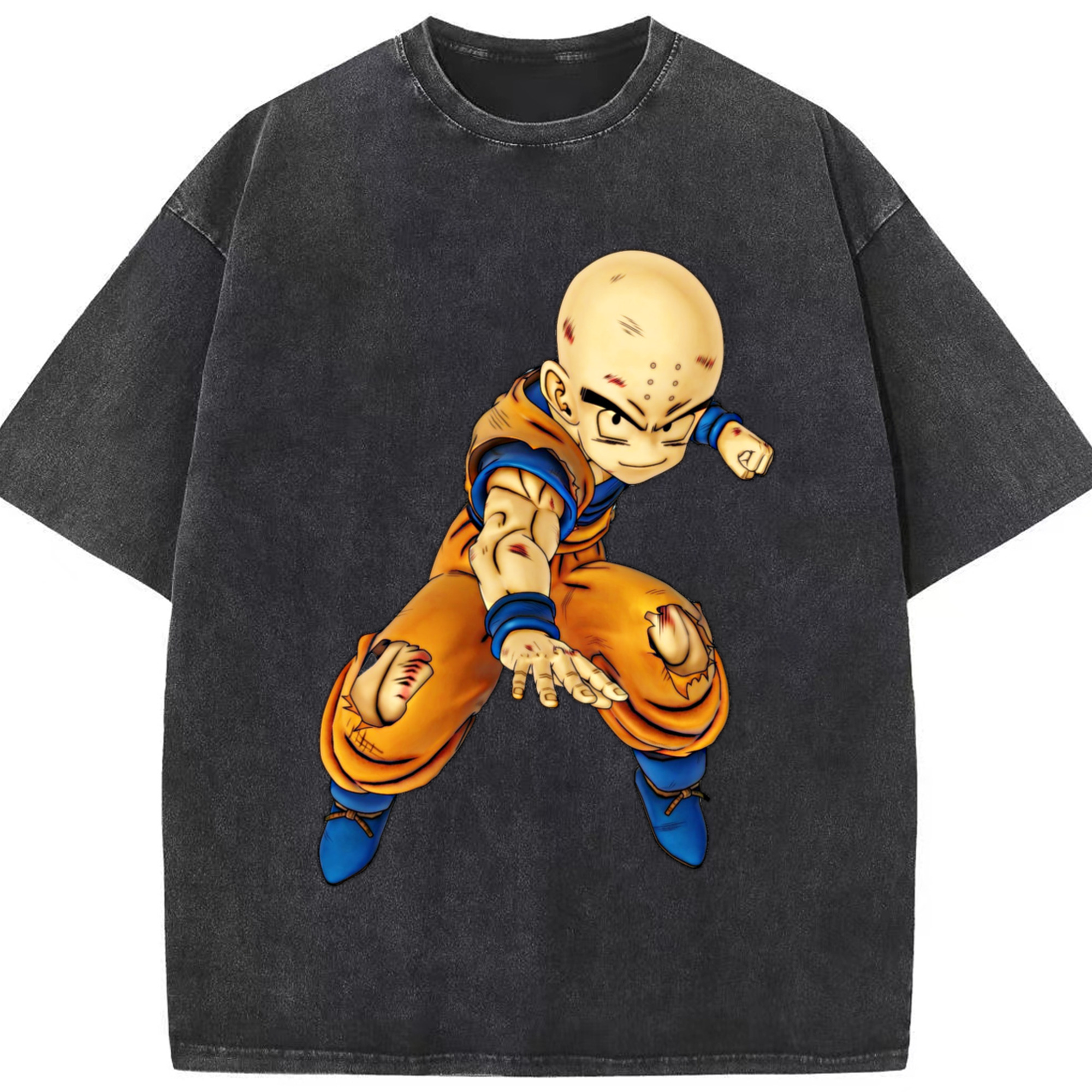 （画像用） ドラゴンボール クリリン DRAGON BALL krillin 綿100% ヴィンテージ風 半袖Tシャツ（フロントプリント）