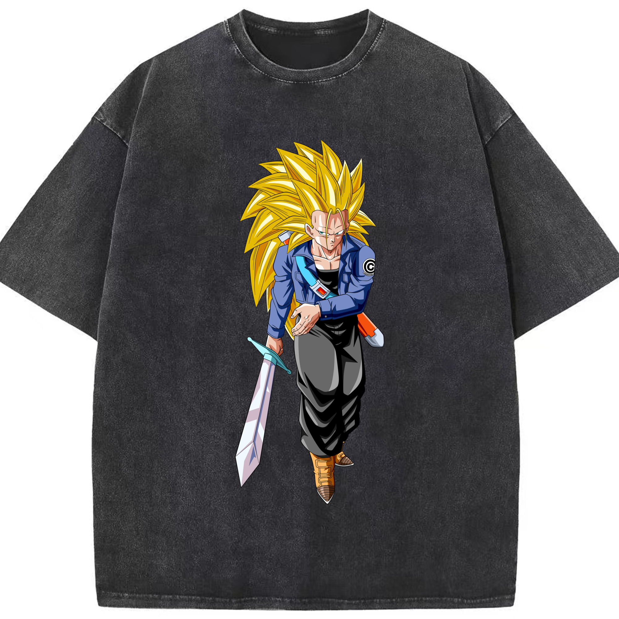 （画像用） ドラゴンボール トランクス（Torankusu）DRAGON BALL Trunks 綿100% ヴィンテージ風 半袖Tシャツ（フロントプリント）