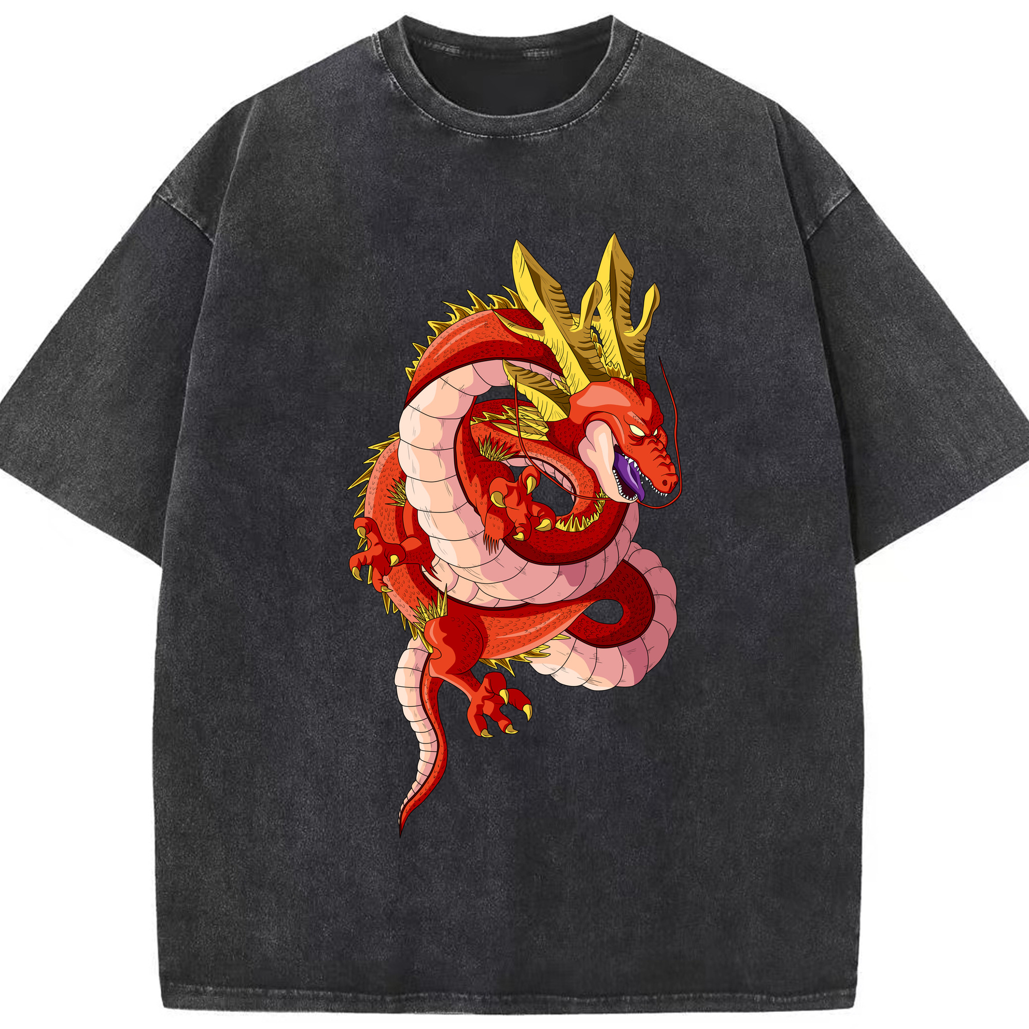 （画像用） ドラゴンボール 神龍 シェンロン DRAGON BALL Shenron 綿100% ヴィンテージ風 半袖Tシャツ（フロントプリント）