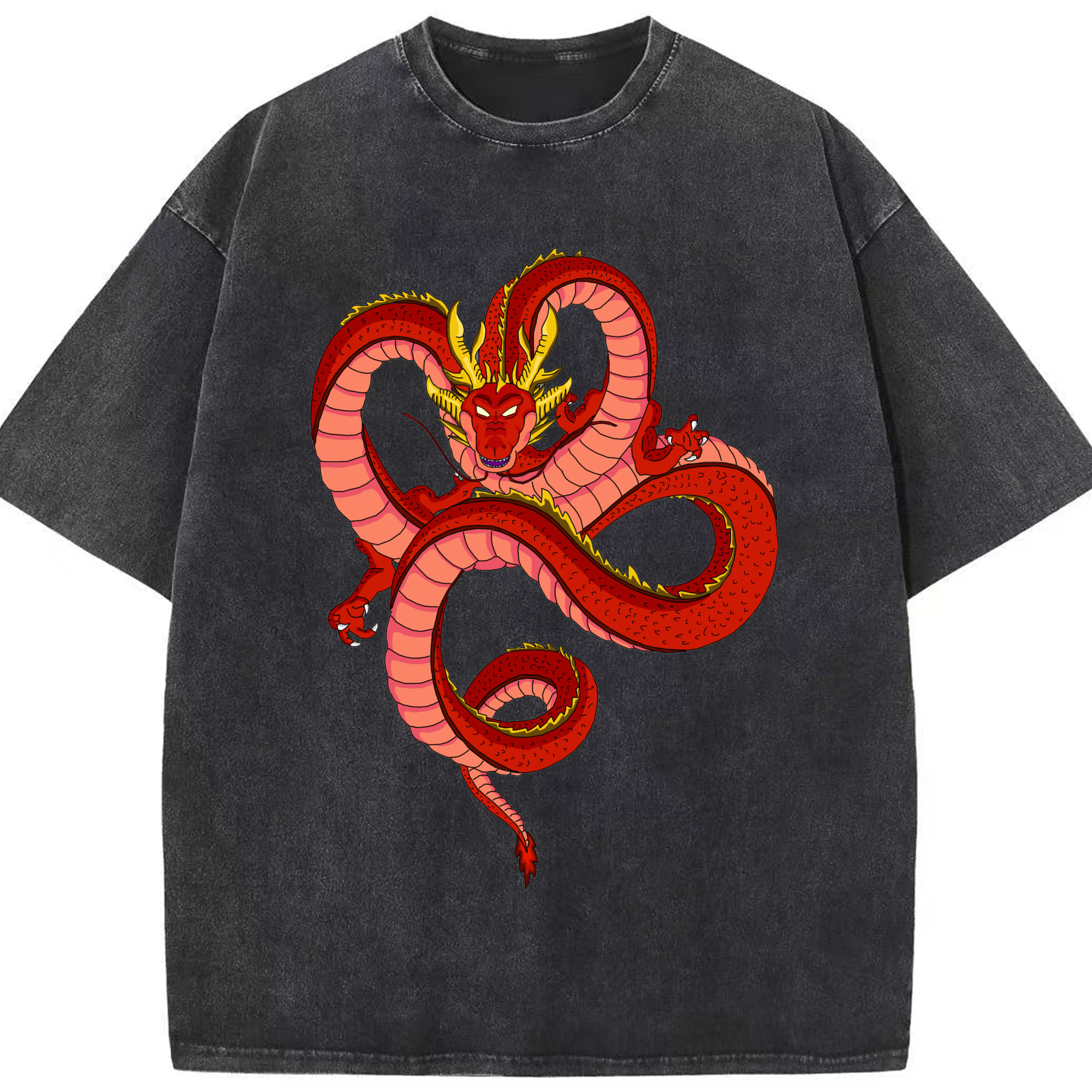 （画像用） ドラゴンボール 神龍 シェンロン DRAGON BALL Shenron 綿100% ヴィンテージ風 半袖Tシャツ（フロントプリント）