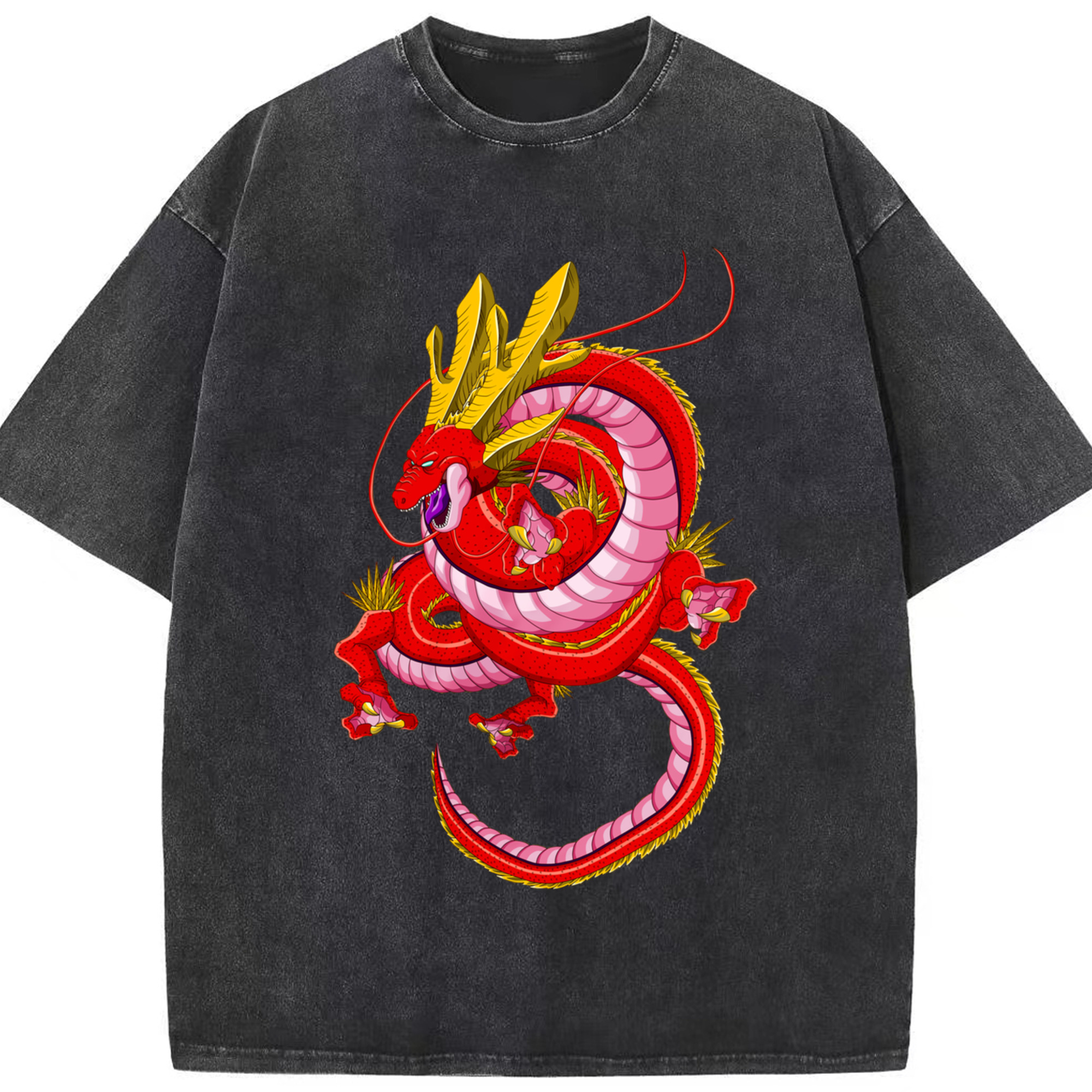 （画像用） ドラゴンボール 神龍 シェンロン DRAGON BALL Shenron 綿100% ヴィンテージ風 半袖Tシャツ（フロントプリント）