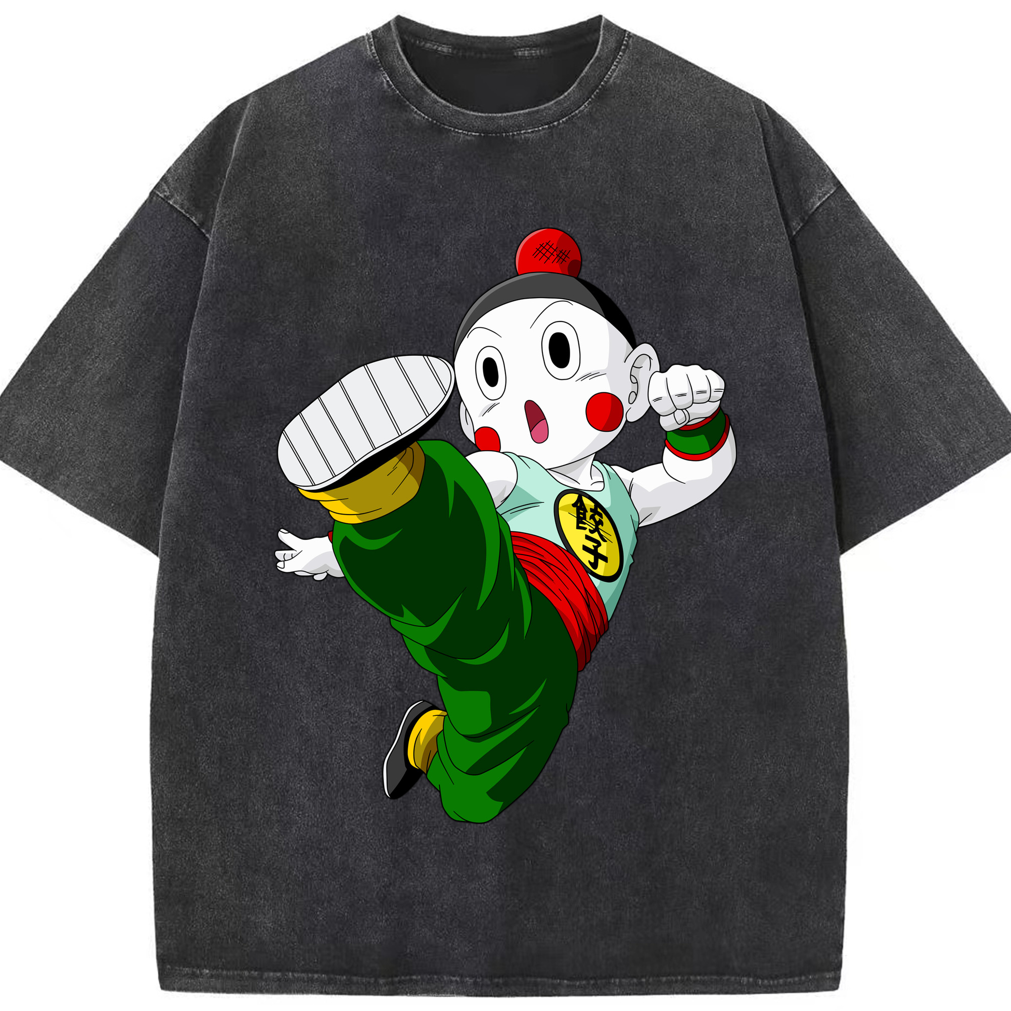 （画像用） ドラゴンボール 餃子（チャオズ）DRAGON BALL Chaoz 綿100% ヴィンテージ風 半袖Tシャツ（フロントプリント）
