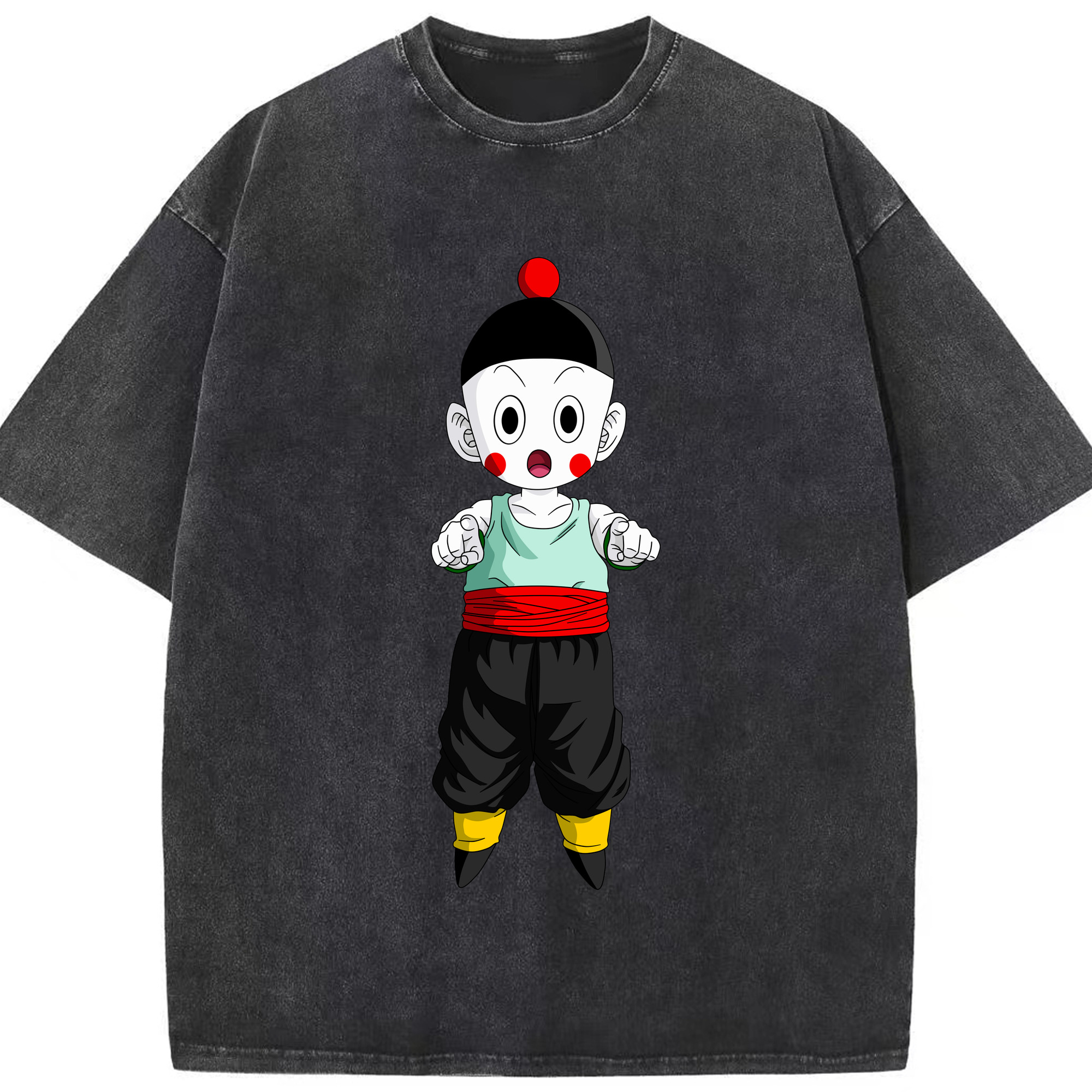 （画像用） ドラゴンボール 餃子（チャオズ）DRAGON BALL Chaoz 綿100% ヴィンテージ風 半袖Tシャツ（フロントプリント）