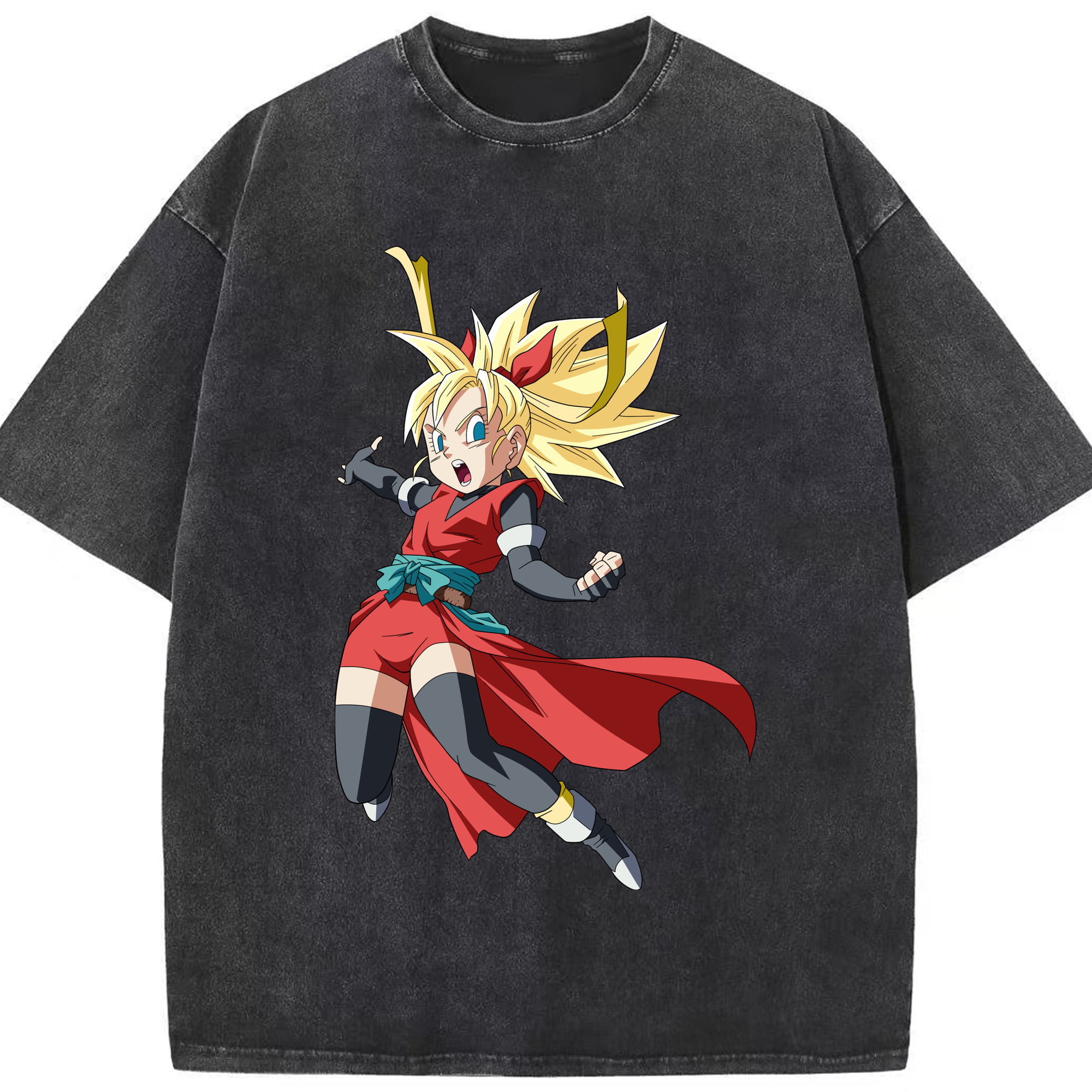 （画像用） ドラゴンボール カリフラ DRAGON BALL Caulifla 綿100% ヴィンテージ風 半袖Tシャツ（フロントプリント）