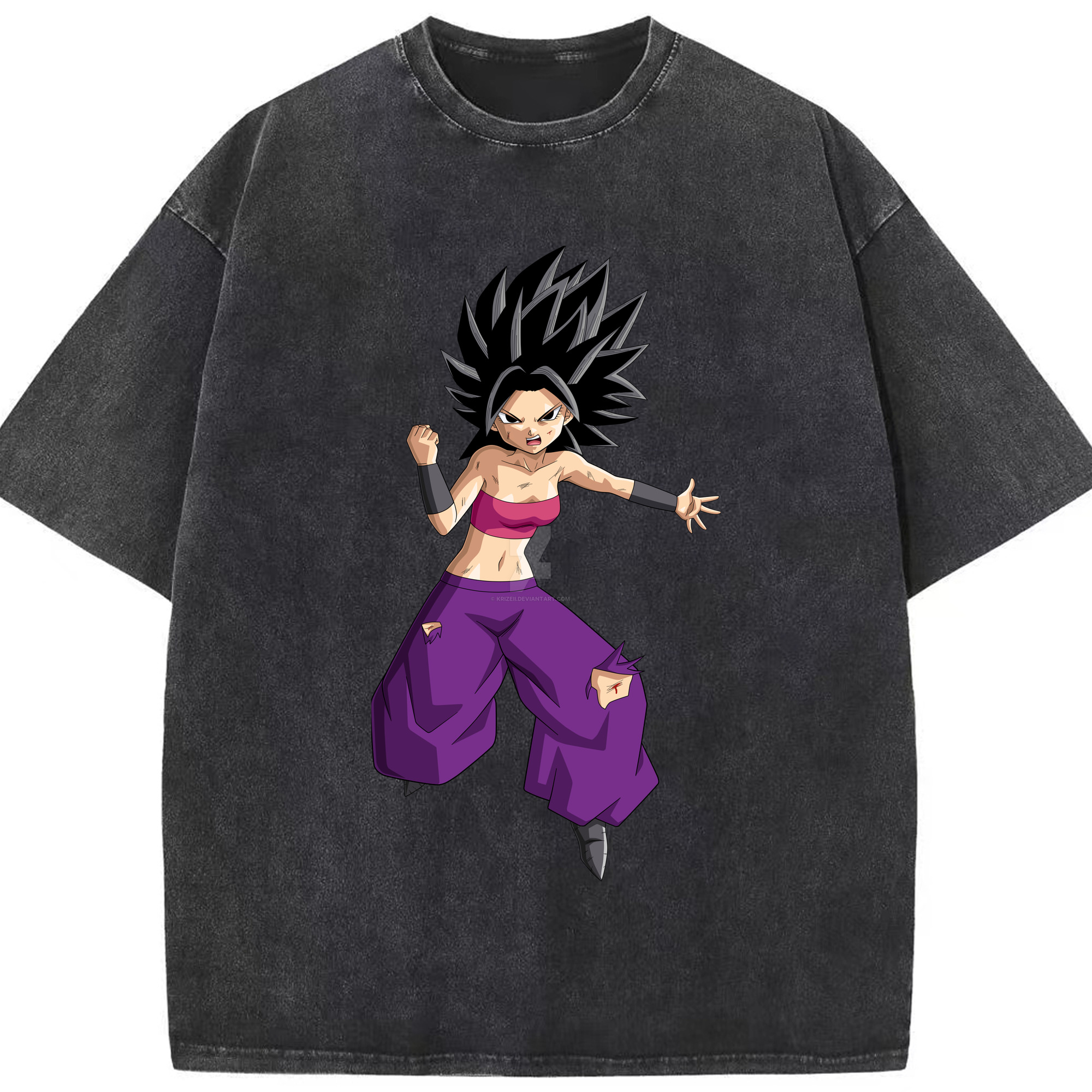 （画像用） ドラゴンボール カリフラ DRAGON BALL Caulifla 綿100% ヴィンテージ風 半袖Tシャツ（フロントプリント）