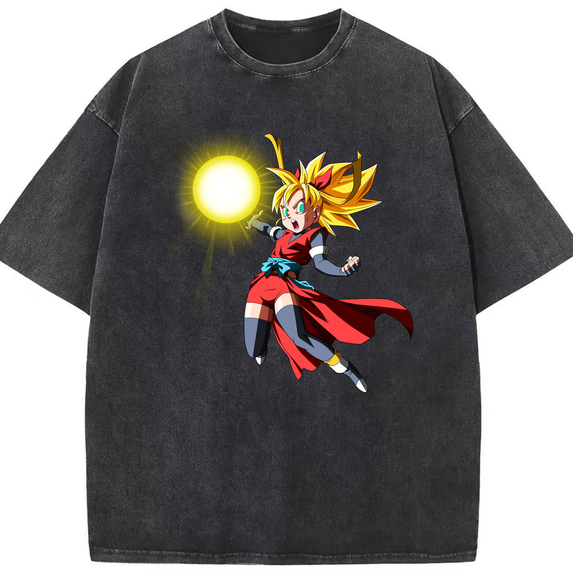 （画像用） ドラゴンボール カリフラ DRAGON BALL Caulifla 綿100% ヴィンテージ風 半袖Tシャツ（フロントプリント）