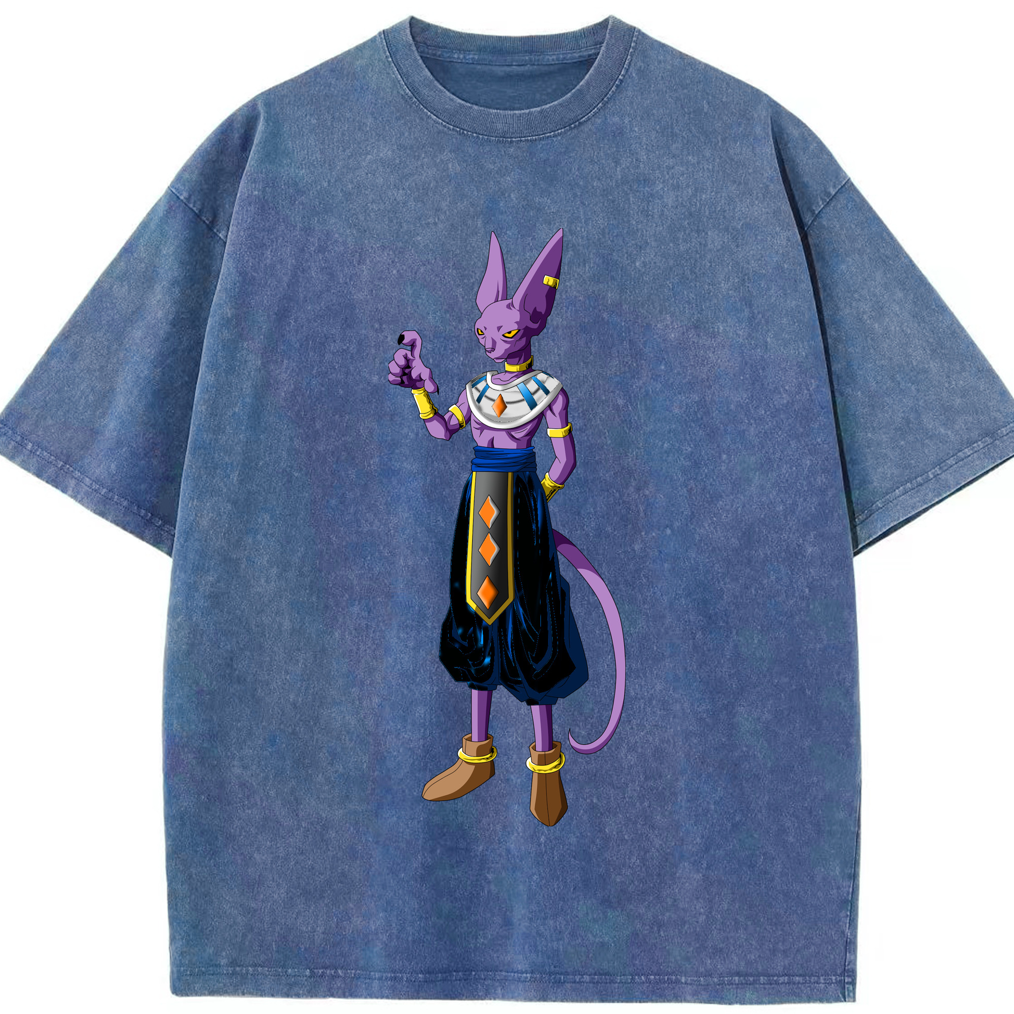 （画像用） ドラゴンボール ビルス 破壊神ビルス DRAGON BALL Beerus Birusu 綿100% ヴィンテージ風 半袖Tシャツ（フロントプリント）