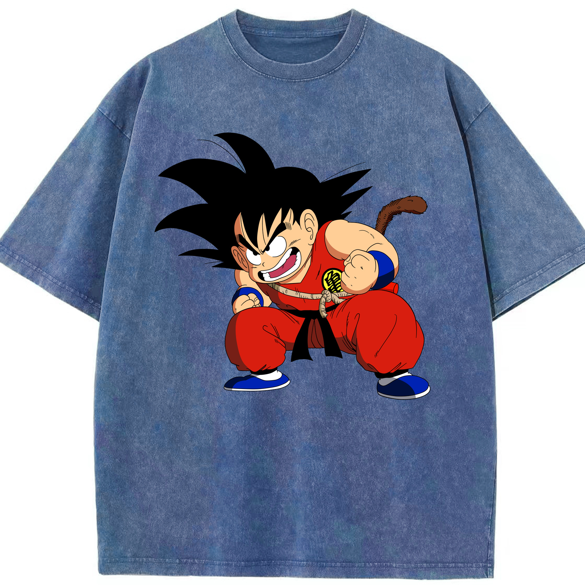（画像用） ドラゴンボール 孫悟空（そん ごくう）Son Goku カカロット DRAGON BALL Kakarotto 綿100% ヴィンテージ風 半袖Tシャツ（フロントプリント）