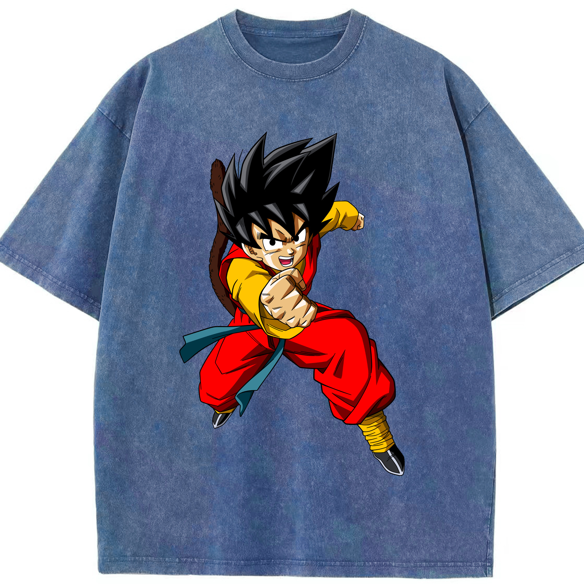 （画像用） ドラゴンボール 孫悟空（そん ごくう）Son Goku カカロット DRAGON BALL Kakarotto 綿100% ヴィンテージ風 半袖Tシャツ（フロントプリント）
