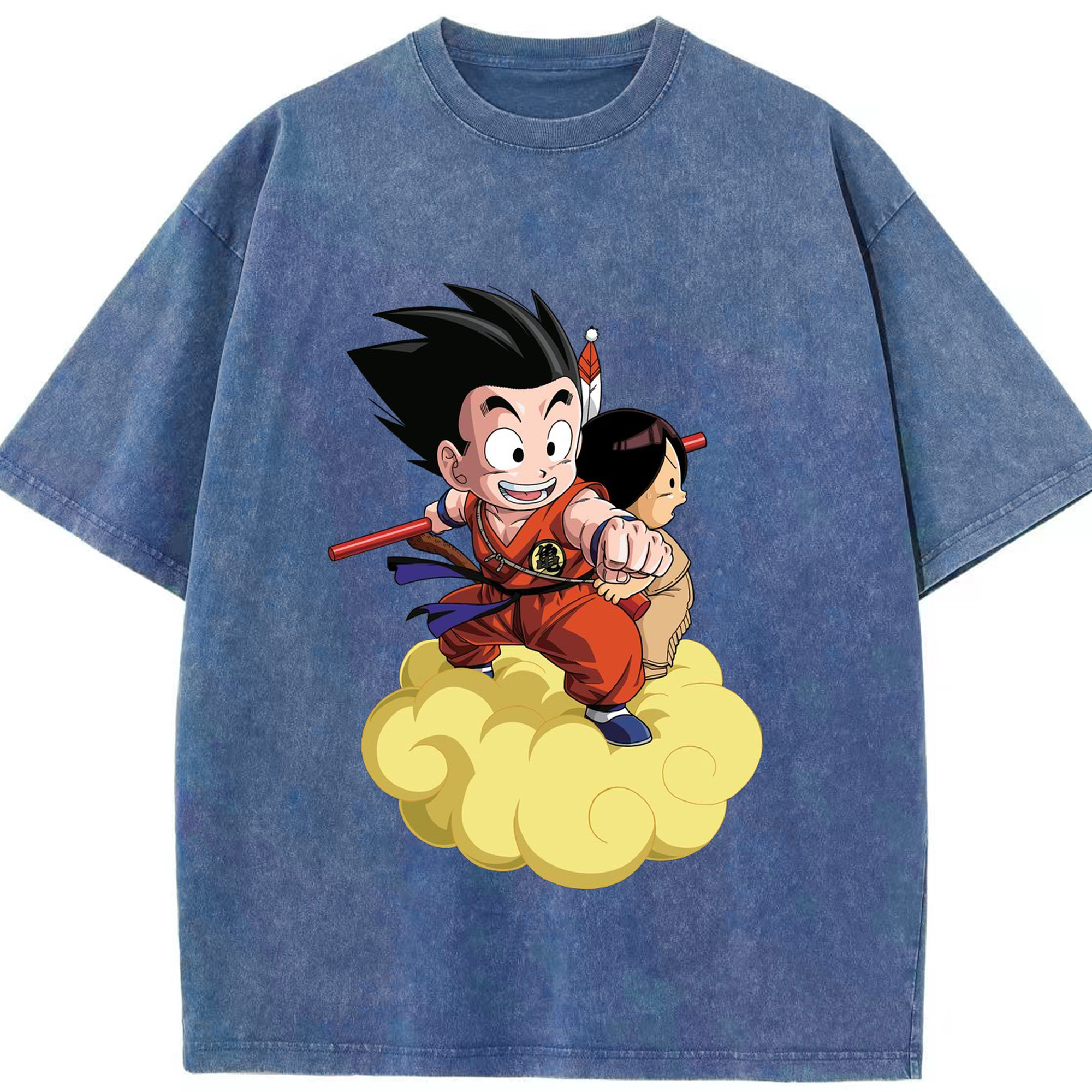 （画像用） ドラゴンボール 孫悟空（そん ごくう）Son Goku カカロット DRAGON BALL Kakarotto 綿100% ヴィンテージ風 半袖Tシャツ（フロントプリント）