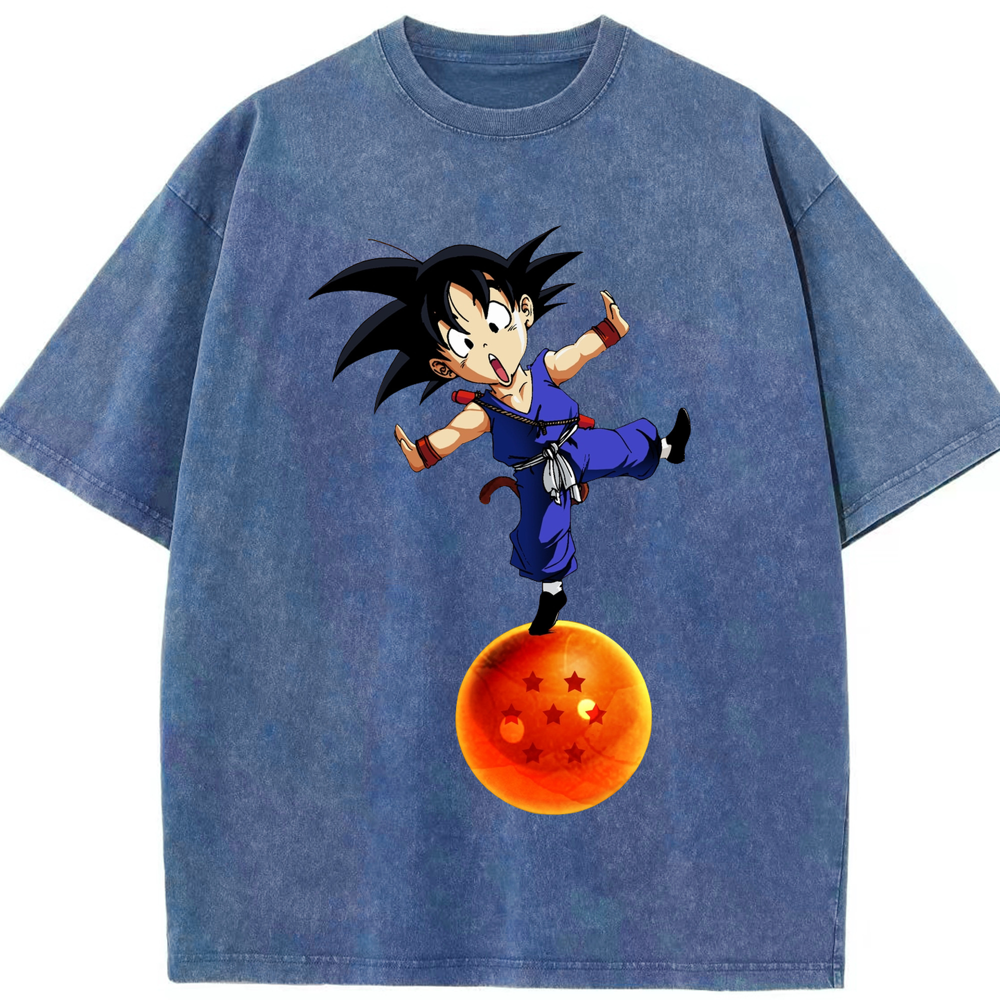 （画像用） ドラゴンボール 孫悟空（そん ごくう）Son Goku カカロット DRAGON BALL Kakarotto 綿100% ヴィンテージ風 半袖Tシャツ（フロントプリント）