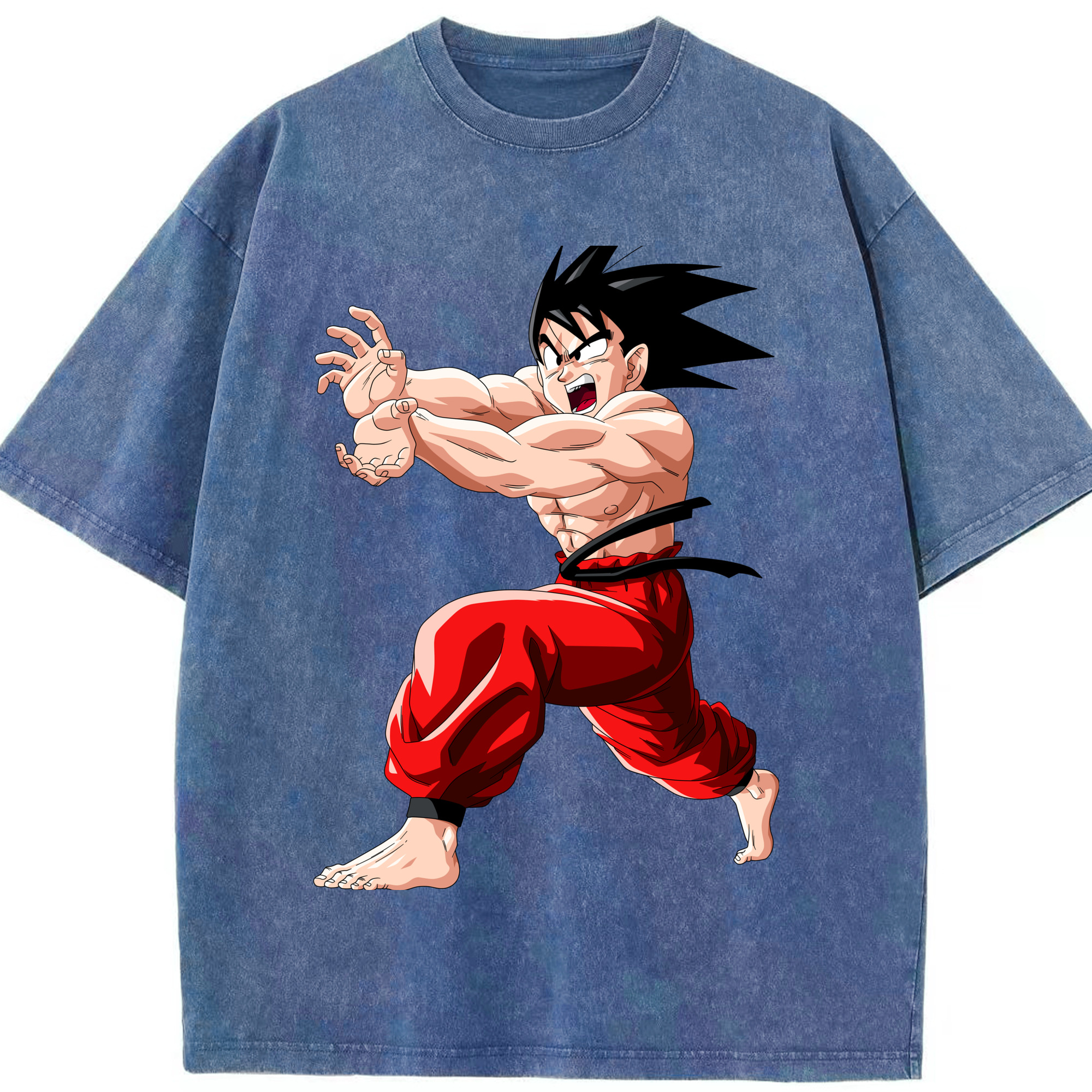 （画像用） ドラゴンボール 孫悟空（そん ごくう）Son Goku カカロット DRAGON BALL Kakarotto 綿100% ヴィンテージ風 半袖Tシャツ（フロントプリント）