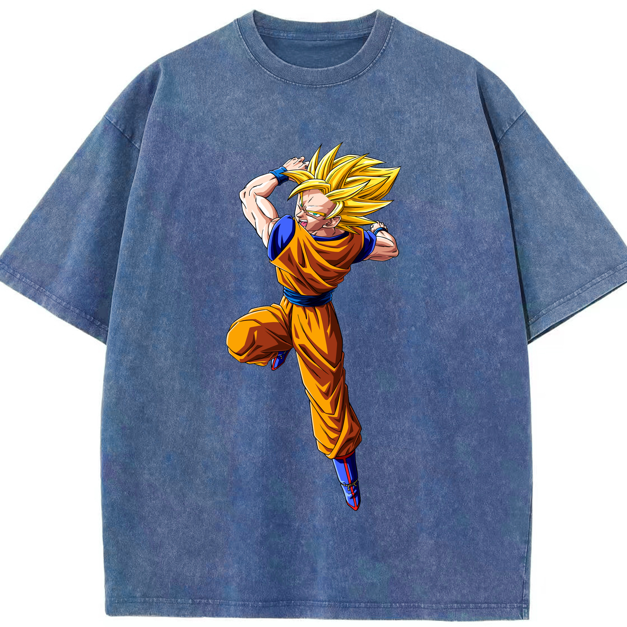 （画像用） ドラゴンボール 孫悟空（そん ごくう）Son Goku カカロット DRAGON BALL Kakarotto 綿100% ヴィンテージ風 半袖Tシャツ（フロントプリント）
