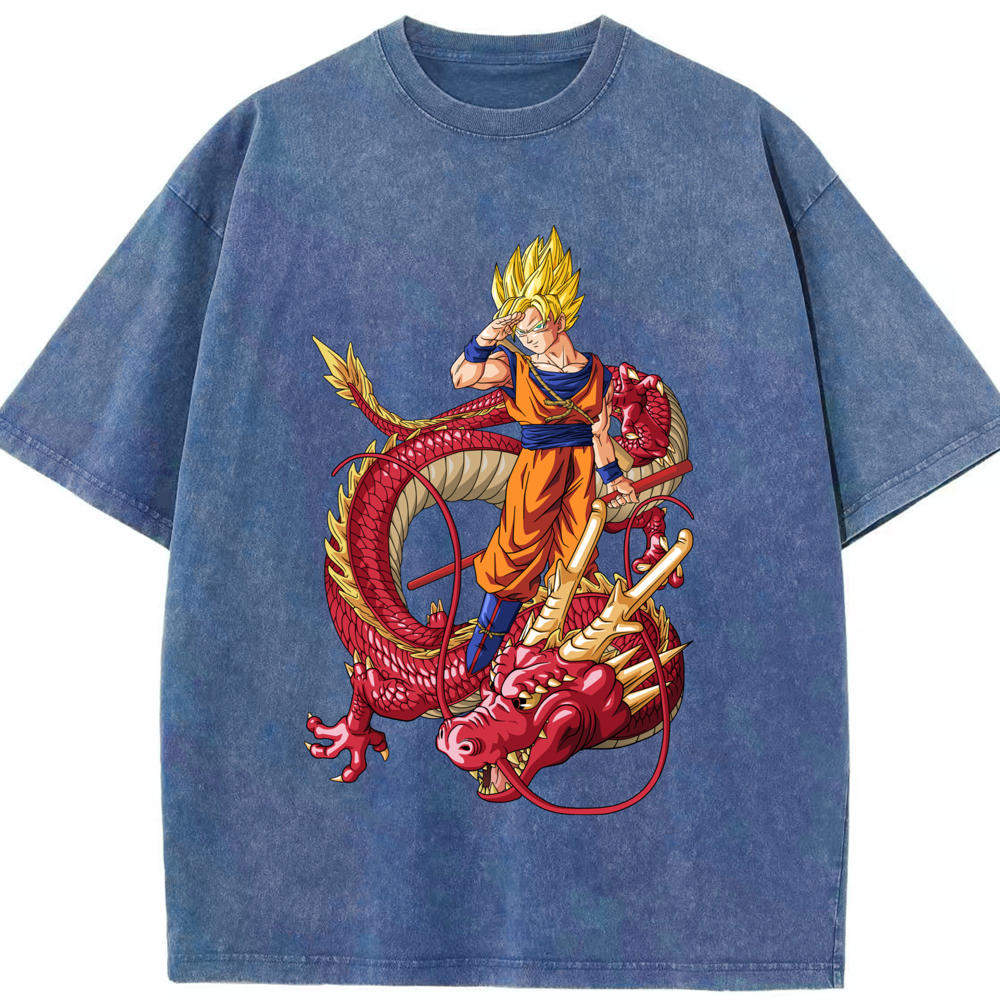 （画像用） ドラゴンボール 孫悟空（そん ごくう）Son Goku カカロット DRAGON BALL Kakarotto 綿100% ヴィンテージ風 半袖Tシャツ（フロントプリント）