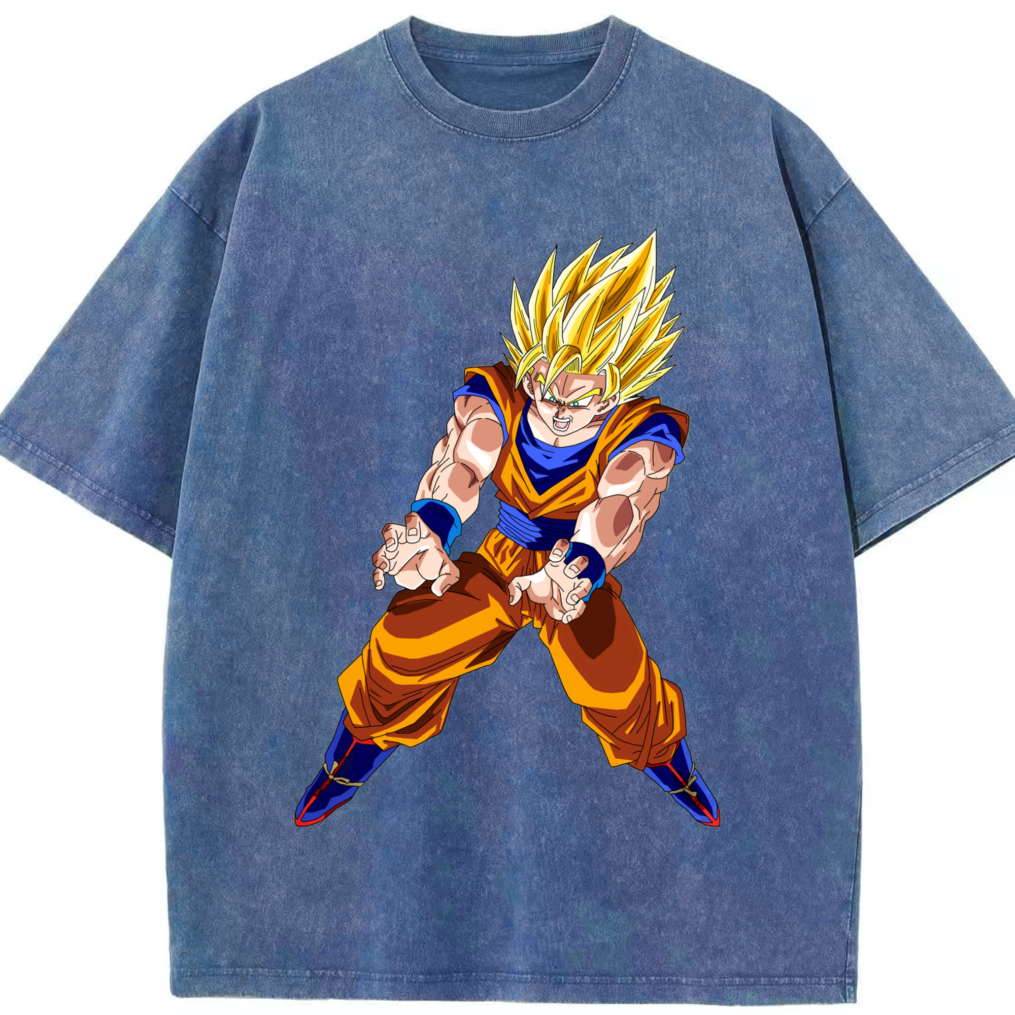 （画像用） ドラゴンボール 孫悟空（そん ごくう）Son Goku カカロット DRAGON BALL Kakarotto 綿100% ヴィンテージ風 半袖Tシャツ（フロントプリント）