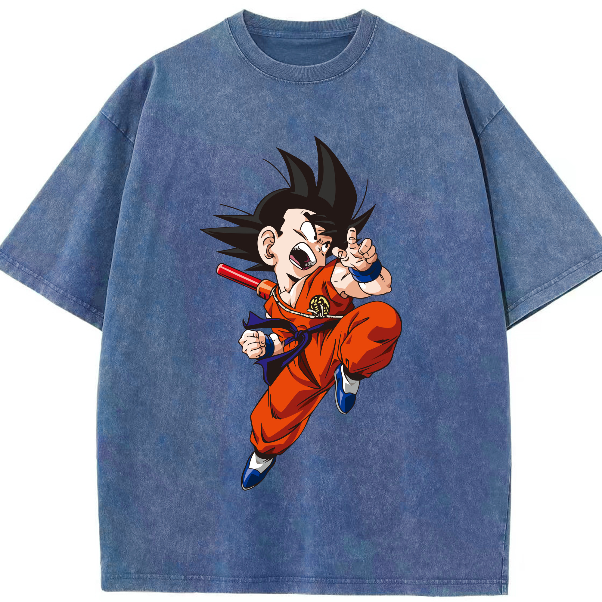 （画像用） ドラゴンボール 孫悟空（そん ごくう）Son Goku カカロット DRAGON BALL Kakarotto 綿100% ヴィンテージ風 半袖Tシャツ（フロントプリント）