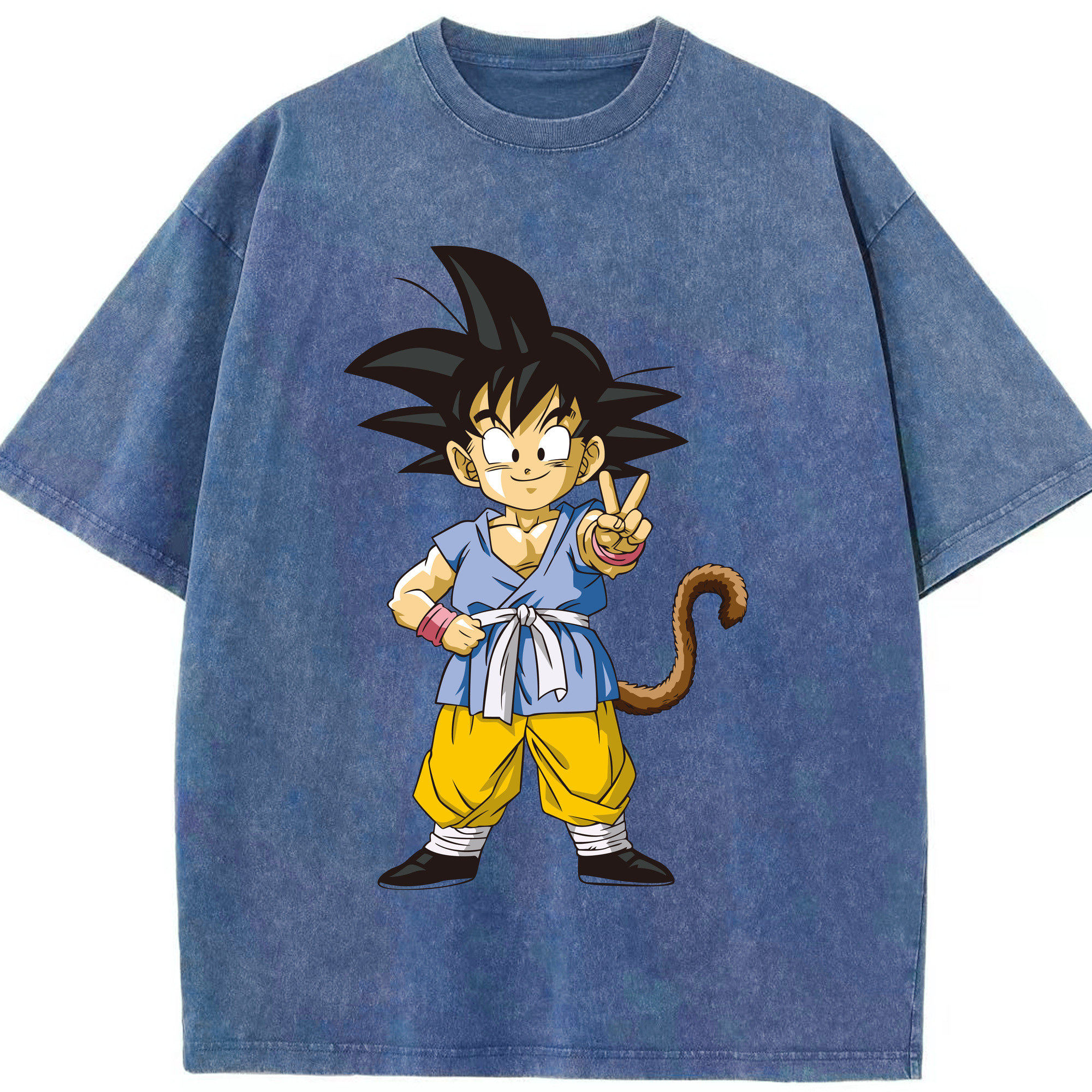 （画像用） ドラゴンボール 孫悟空（そん ごくう）Son Goku カカロット DRAGON BALL Kakarotto 綿100% ヴィンテージ風 半袖Tシャツ（フロントプリント）