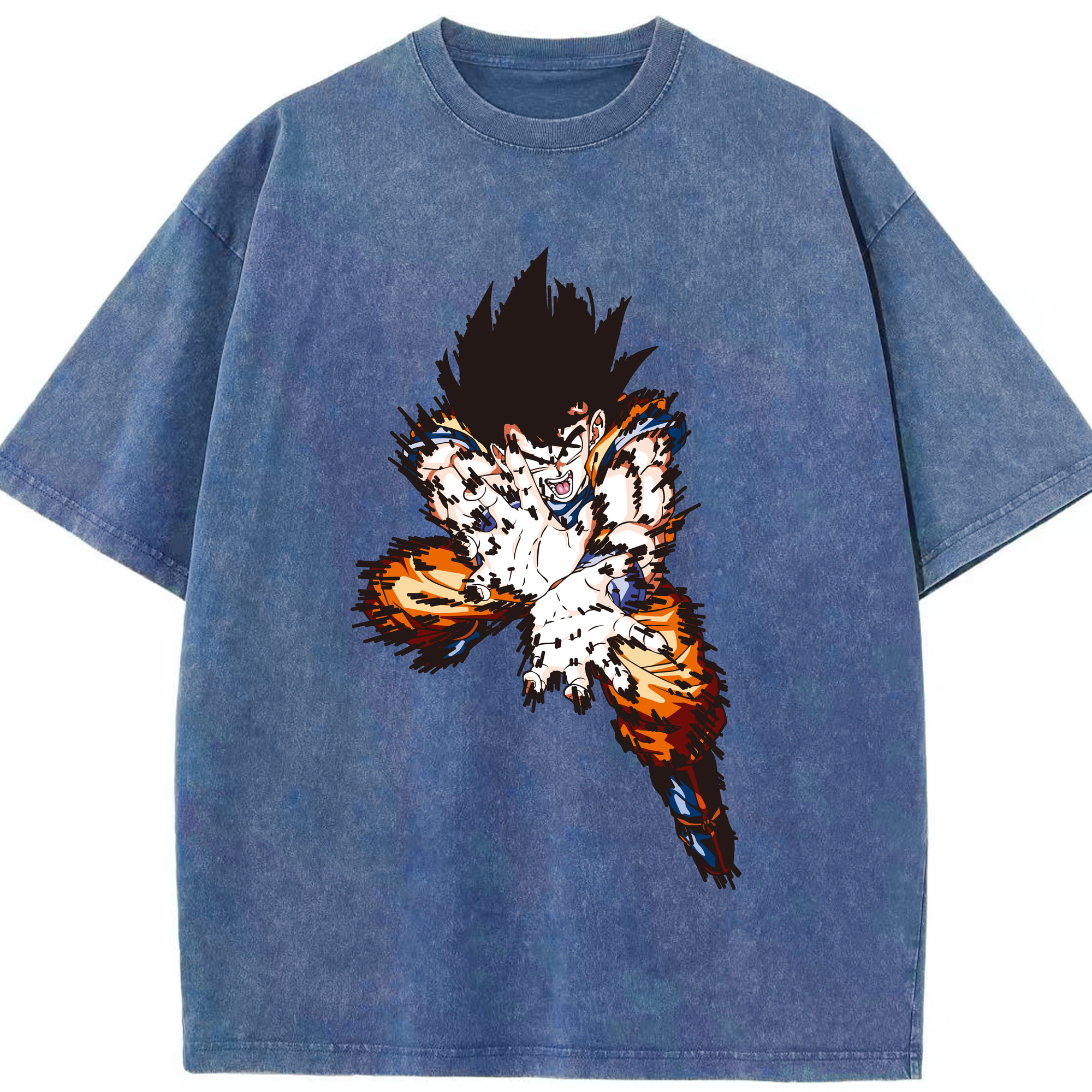 （画像用） ドラゴンボール 孫悟空（そん ごくう）Son Goku カカロット DRAGON BALL Kakarotto 綿100% ヴィンテージ風 半袖Tシャツ（フロントプリント）