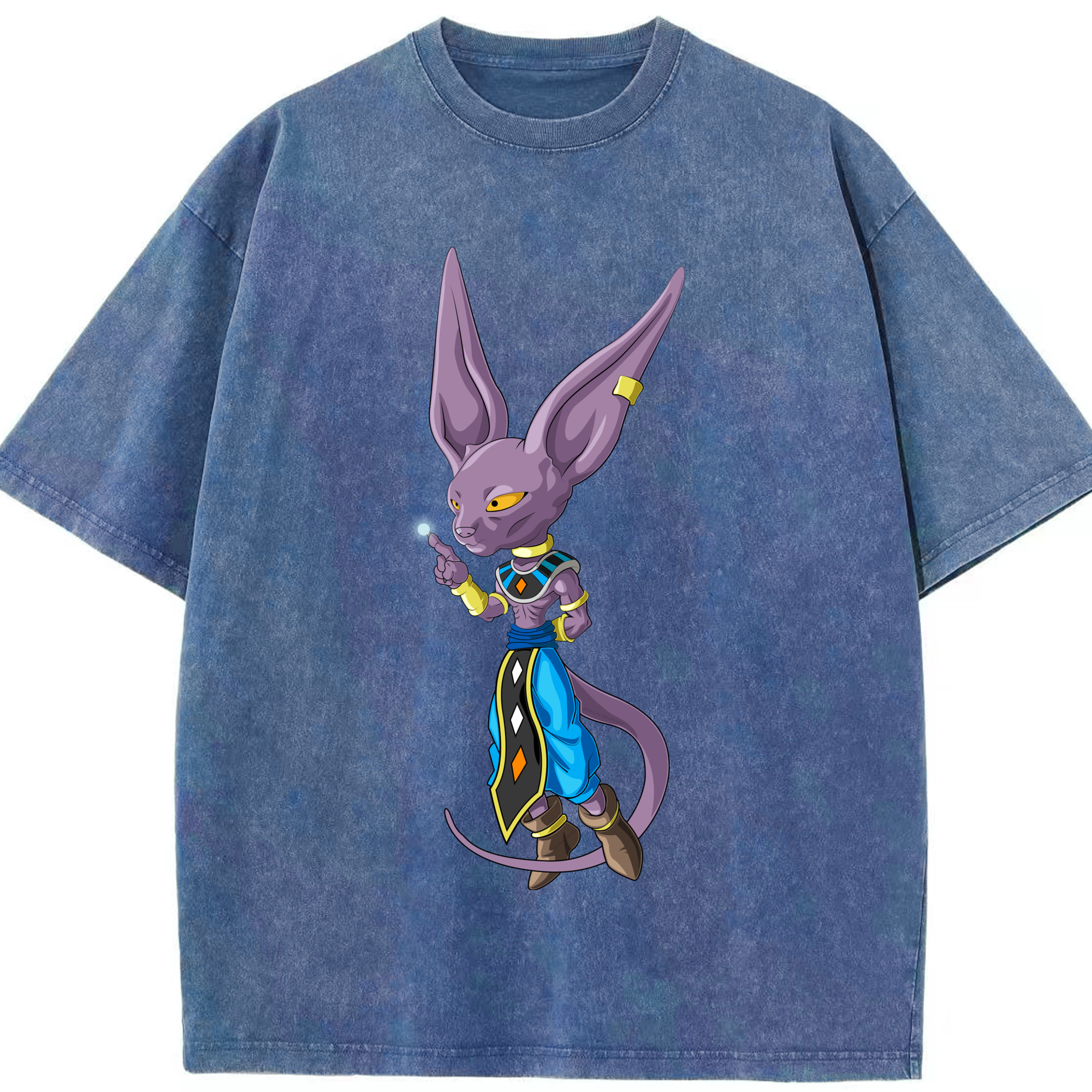 （画像用） ドラゴンボール ビルス 破壊神ビルス DRAGON BALL Beerus Birusu 綿100% ヴィンテージ風 半袖Tシャツ（フロントプリント）