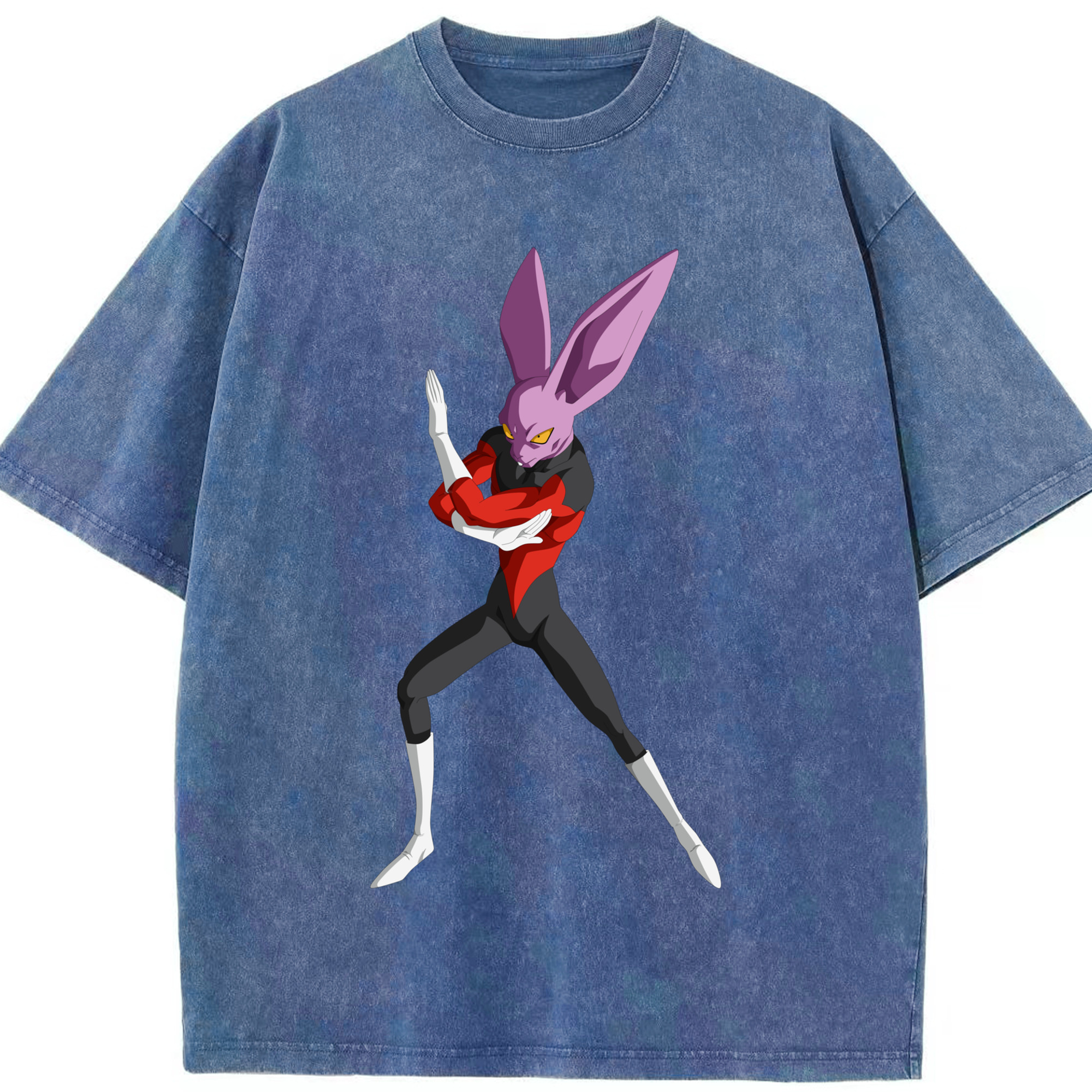（画像用） ドラゴンボール ビルス 破壊神ビルス DRAGON BALL Beerus Birusu 綿100% ヴィンテージ風 半袖Tシャツ（フロントプリント）