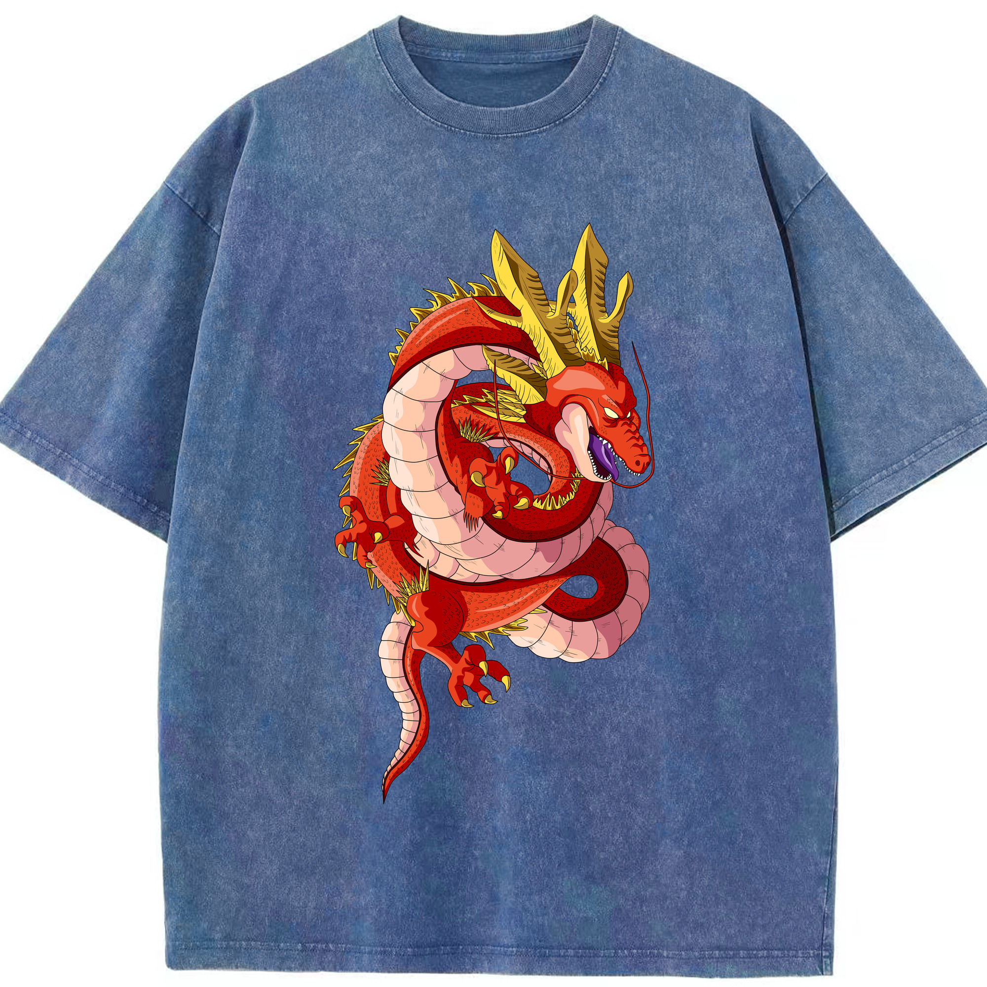 （画像用） ドラゴンボール 神龍 シェンロン DRAGON BALL Shenron 綿100% ヴィンテージ風 半袖Tシャツ（フロントプリント）