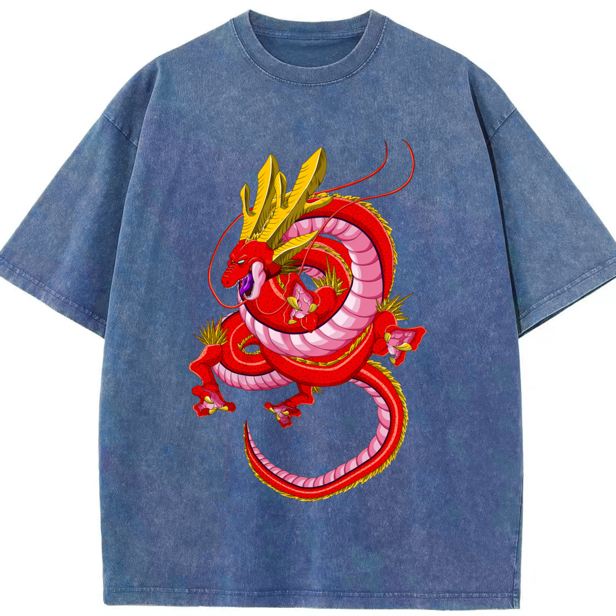 （画像用） ドラゴンボール 神龍 シェンロン DRAGON BALL Shenron 綿100% ヴィンテージ風 半袖Tシャツ（フロントプリント）