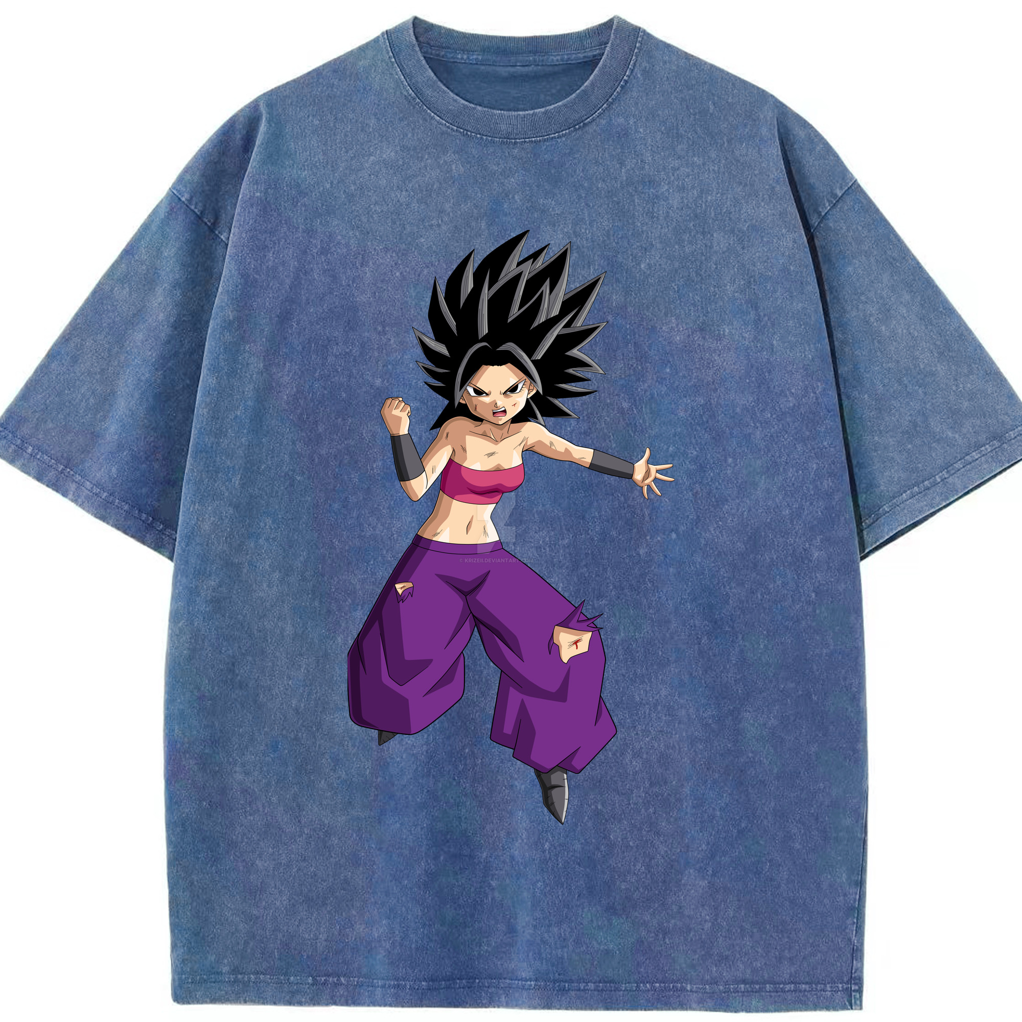 （画像用） ドラゴンボール カリフラ DRAGON BALL Caulifla 綿100% ヴィンテージ風 半袖Tシャツ（フロントプリント）