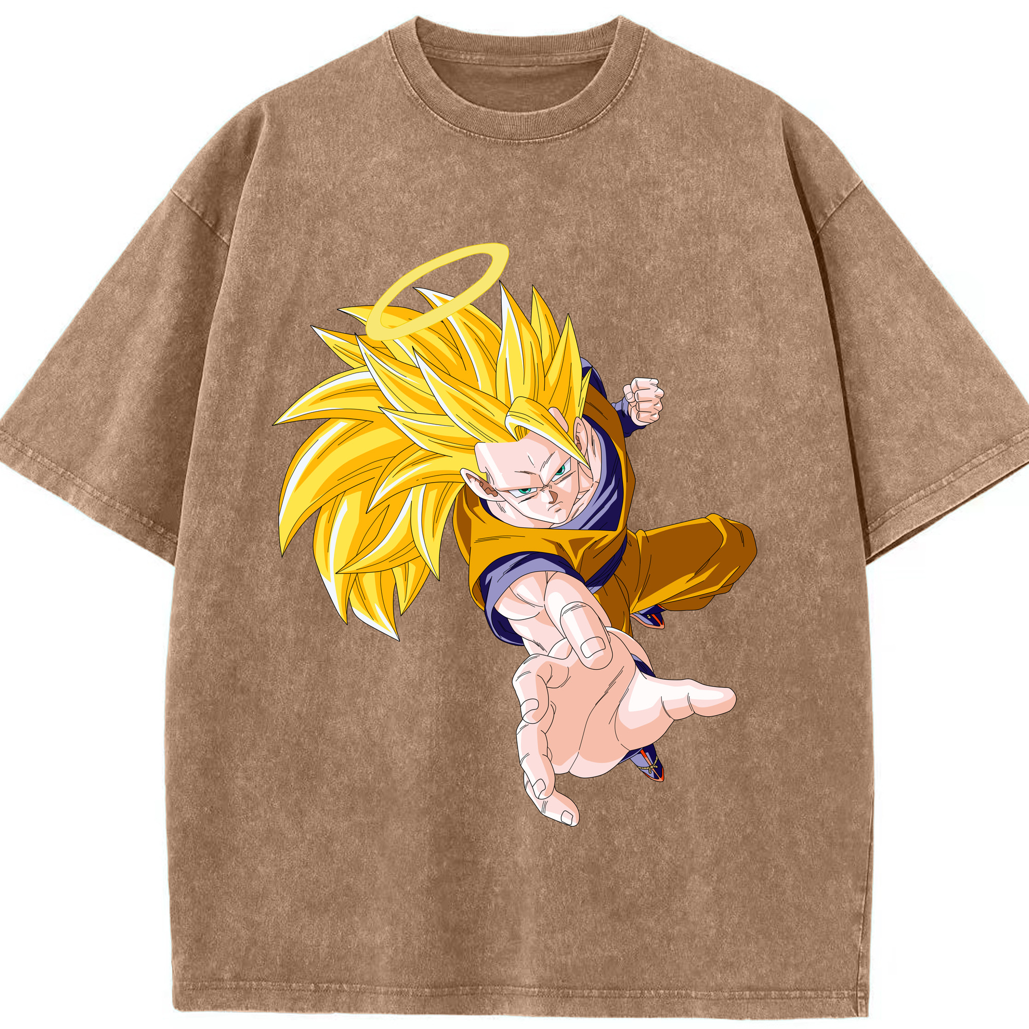（画像用） ドラゴンボール 孫悟空（そん ごくう）Son Goku カカロット DRAGON BALL Kakarotto 綿100% ヴィンテージ風 半袖Tシャツ（フロントプリント）
