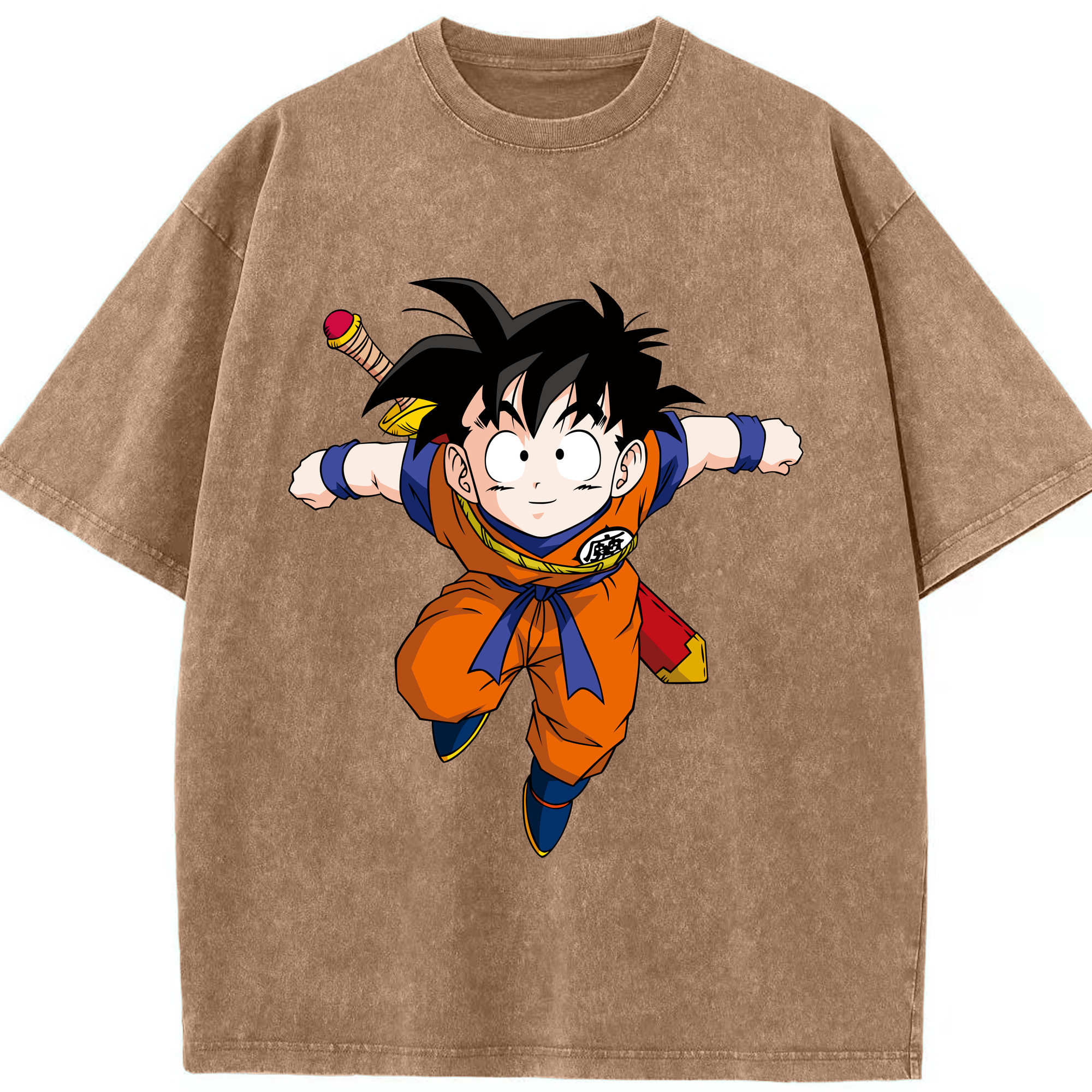（画像用） ドラゴンボール 孫悟空（そん ごくう）Son Goku カカロット DRAGON BALL Kakarotto 綿100% ヴィンテージ風 半袖Tシャツ（フロントプリント）