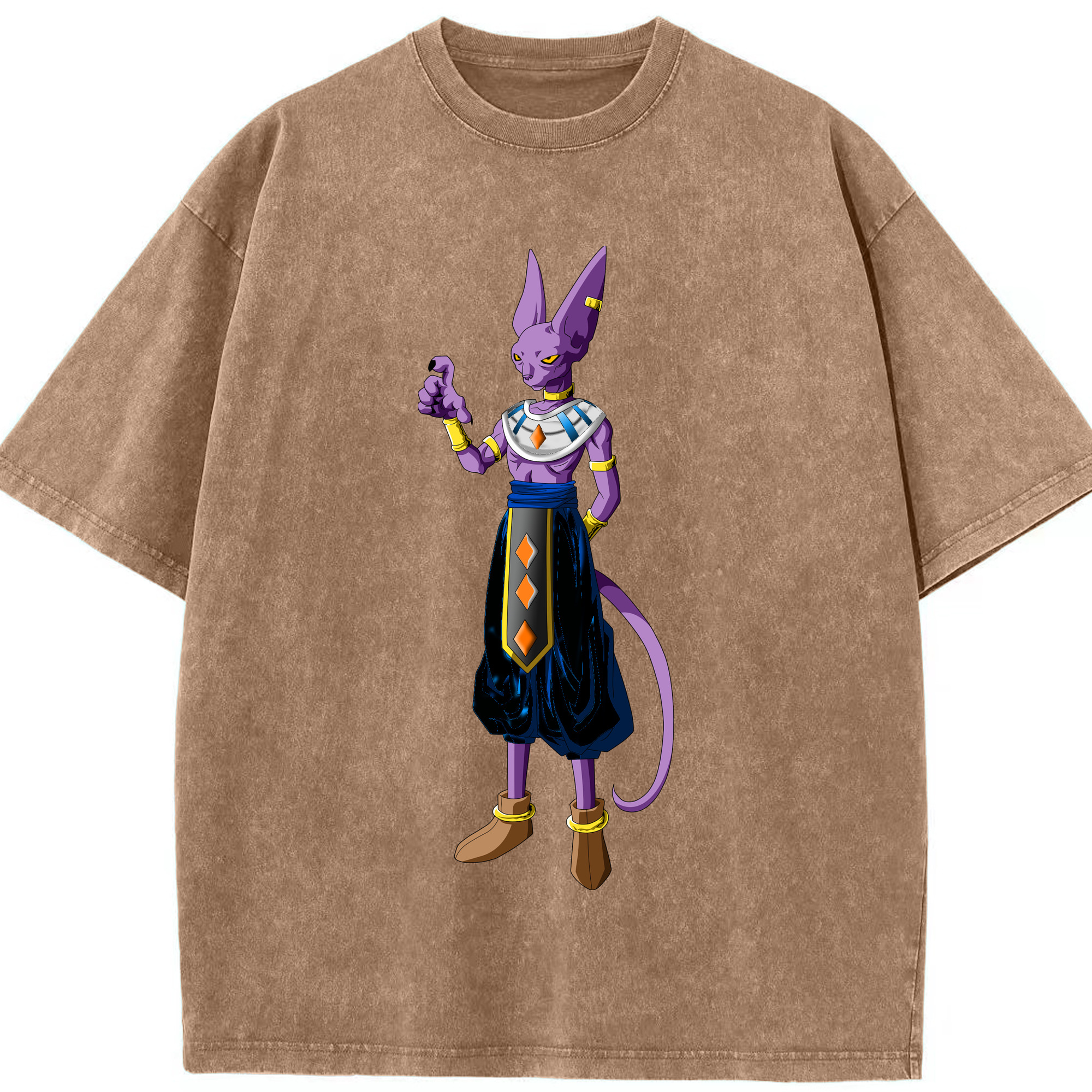 （画像用） ドラゴンボール ビルス 破壊神ビルス DRAGON BALL Beerus Birusu 綿100% ヴィンテージ風 半袖Tシャツ（フロントプリント）
