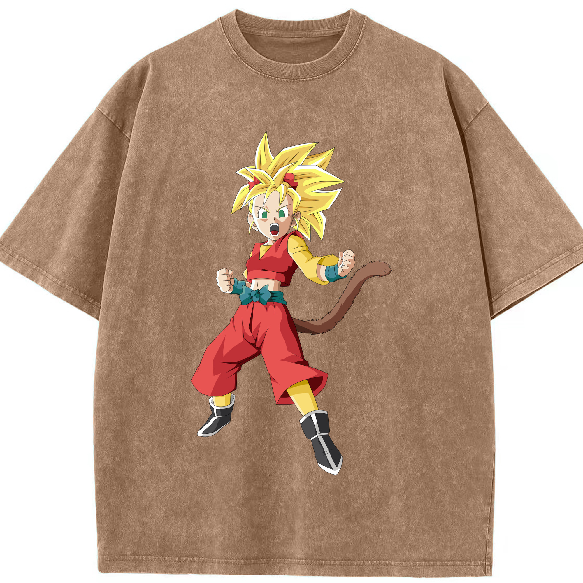 （画像用） ドラゴンボール カリフラ DRAGON BALL Caulifla 綿100% ヴィンテージ風 半袖Tシャツ（フロントプリント）