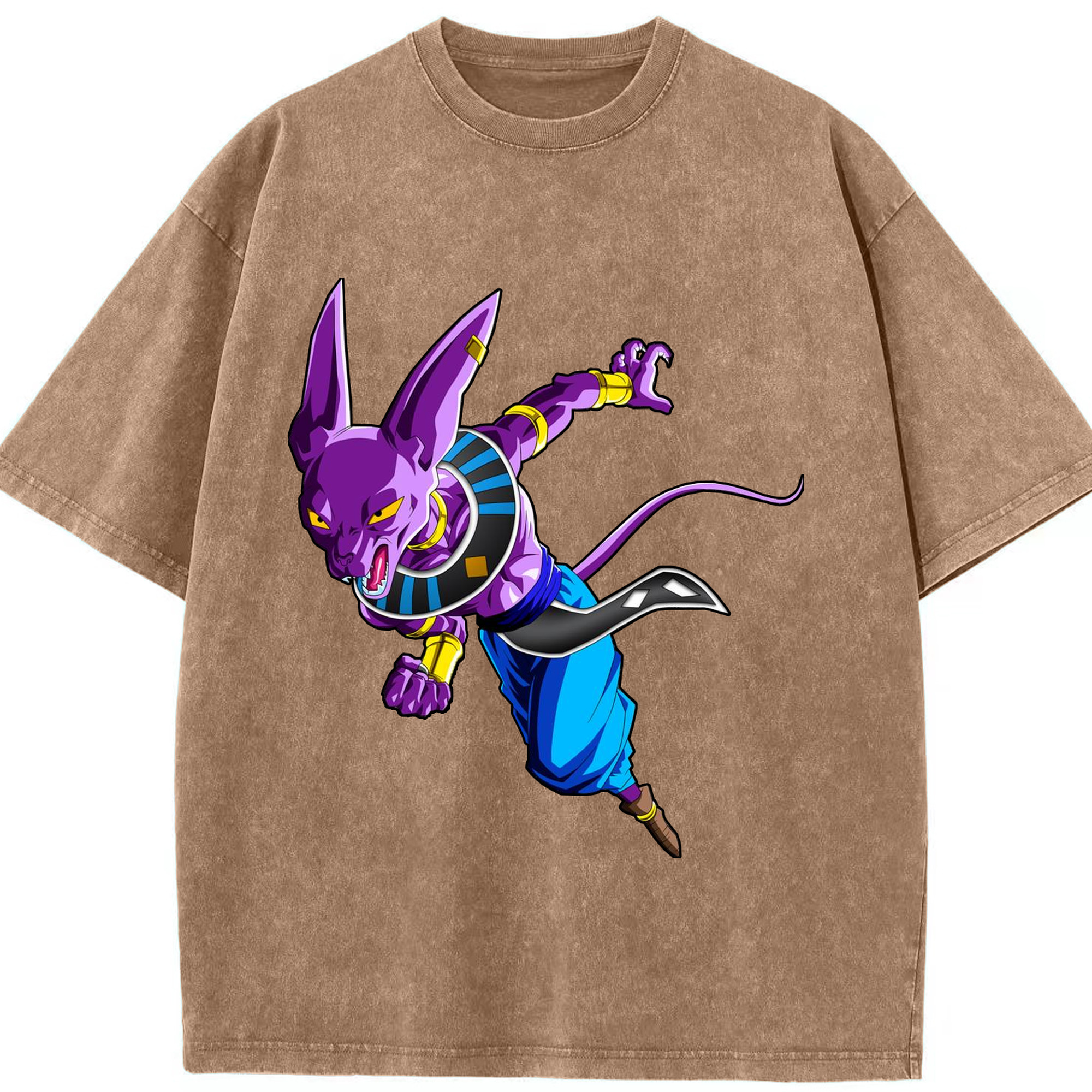 （画像用） ドラゴンボール ビルス 破壊神ビルス DRAGON BALL Beerus Birusu 綿100% ヴィンテージ風 半袖Tシャツ（フロントプリント）