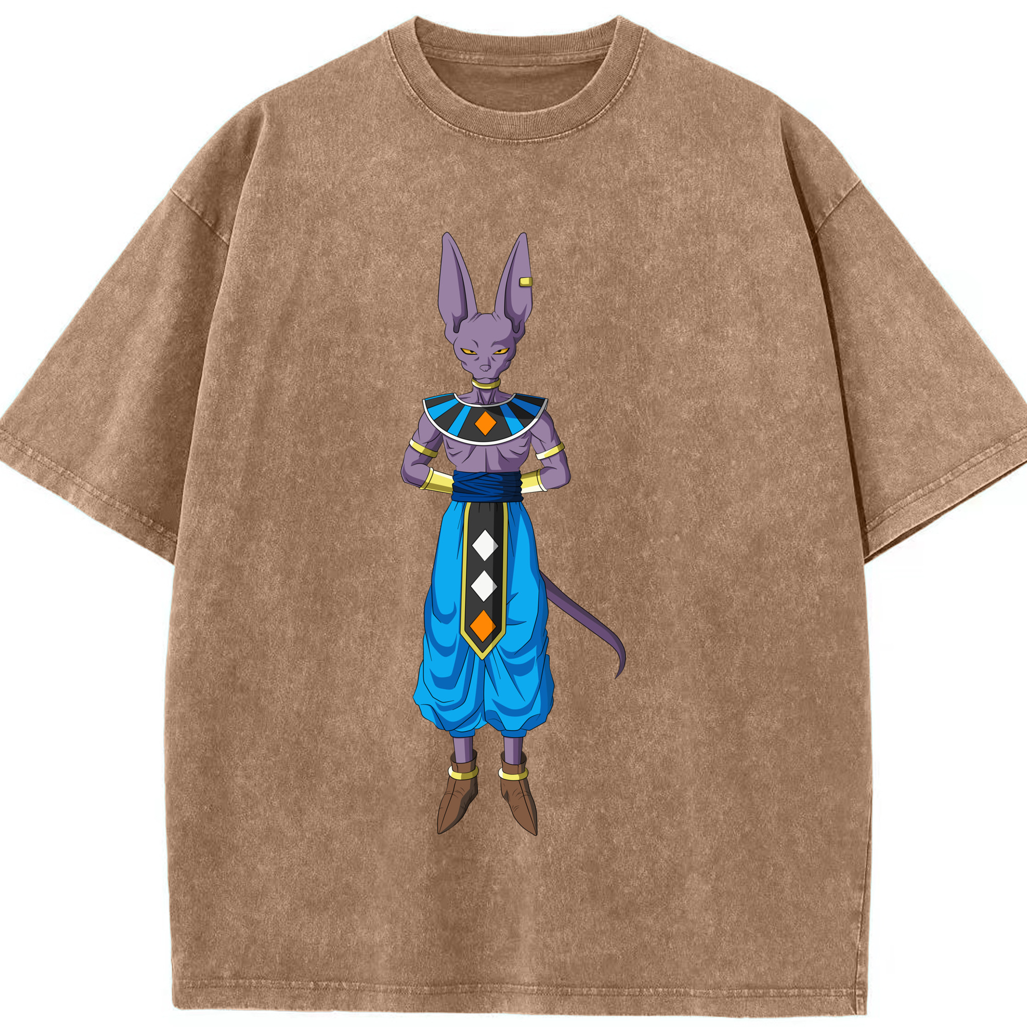 （画像用） ドラゴンボール ビルス 破壊神ビルス DRAGON BALL Beerus Birusu 綿100% ヴィンテージ風 半袖Tシャツ（フロントプリント）